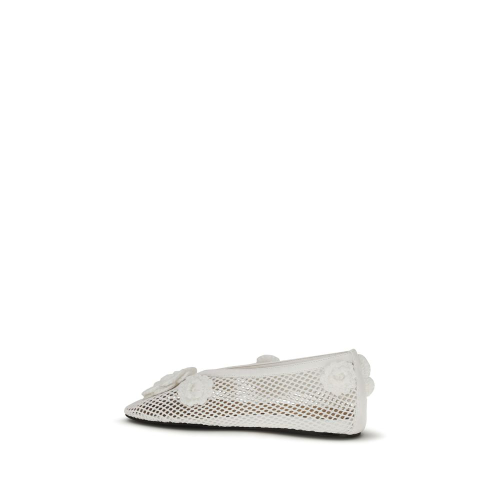 Ganni White Ballet Flats - Artisanal Elegance for Discerning Tastes