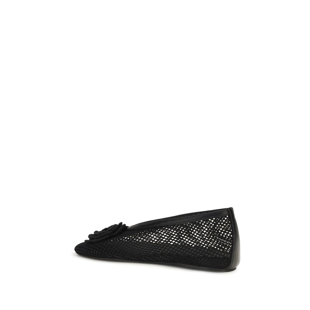 Ganni Black Mesh Ballet Flats - Modern Elegance Redefined