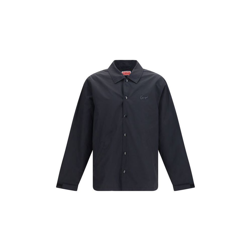 Elevate your wardrobe with the Kenzo Black Cotton Jacket, a luxurious blend of cotton and nylon, embodying contemporary elegance for the discerning individual.