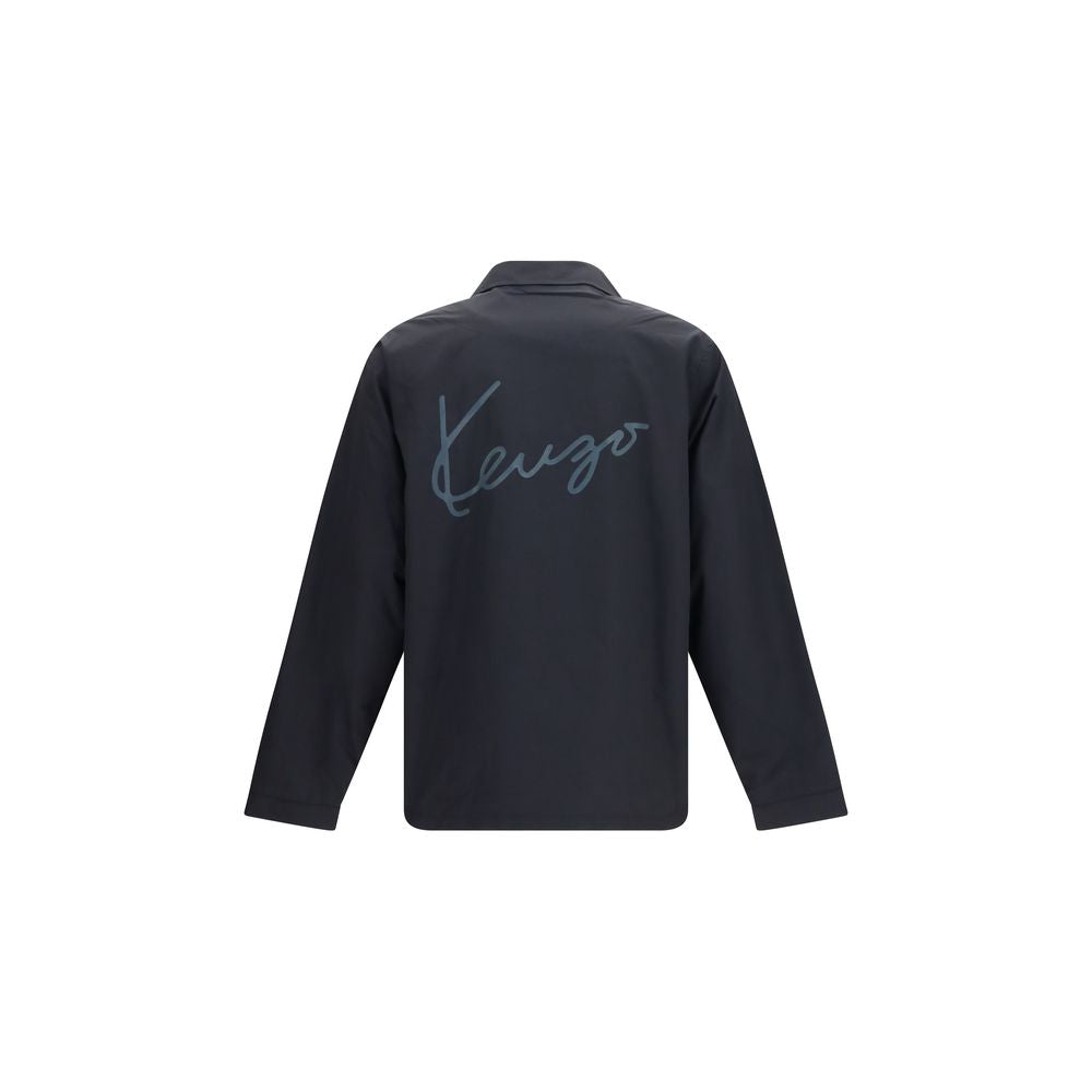 Elevate your style with the Kenzo Black Cotton Jacket, a masterful blend of cotton and nylon, embodying contemporary elegance for the discerning individual.