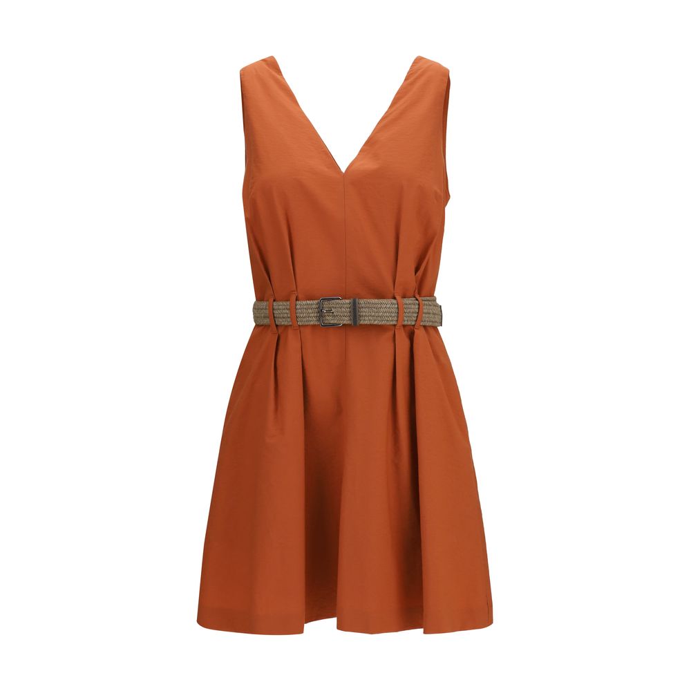 Brunello Cucinelli Orange Cotton Casual Dress | Artisanal Elegance