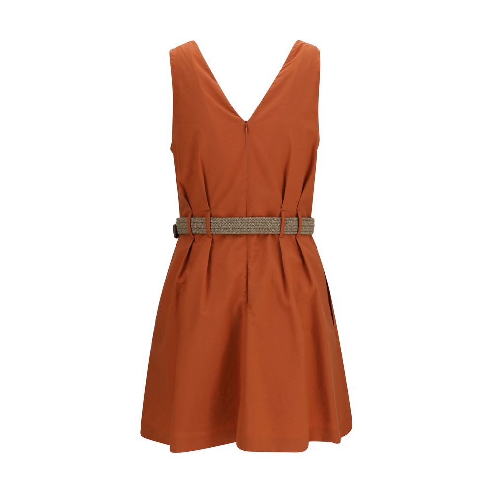 Brunello Cucinelli Orange Cotton Casual Dress | Artisanal Elegance