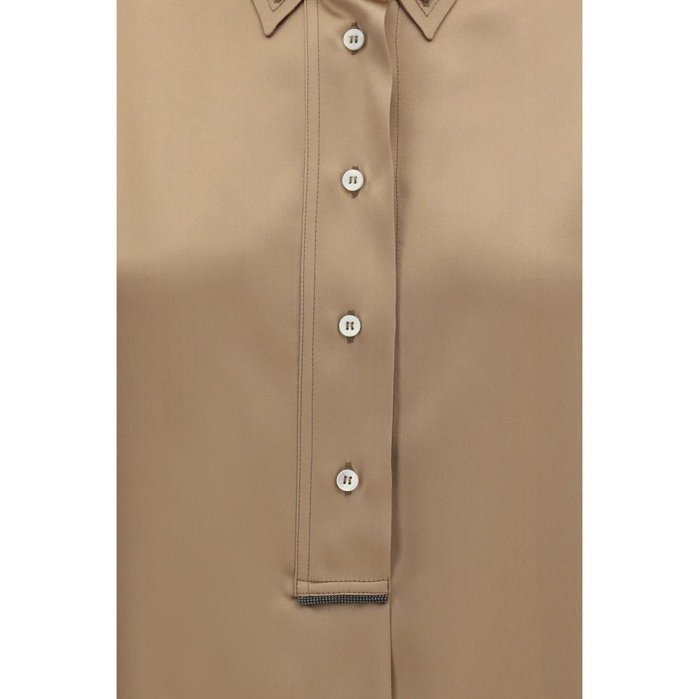 Brunello Cucinelli Silk Shortsleeve Shirt - Artisanal Elegance
