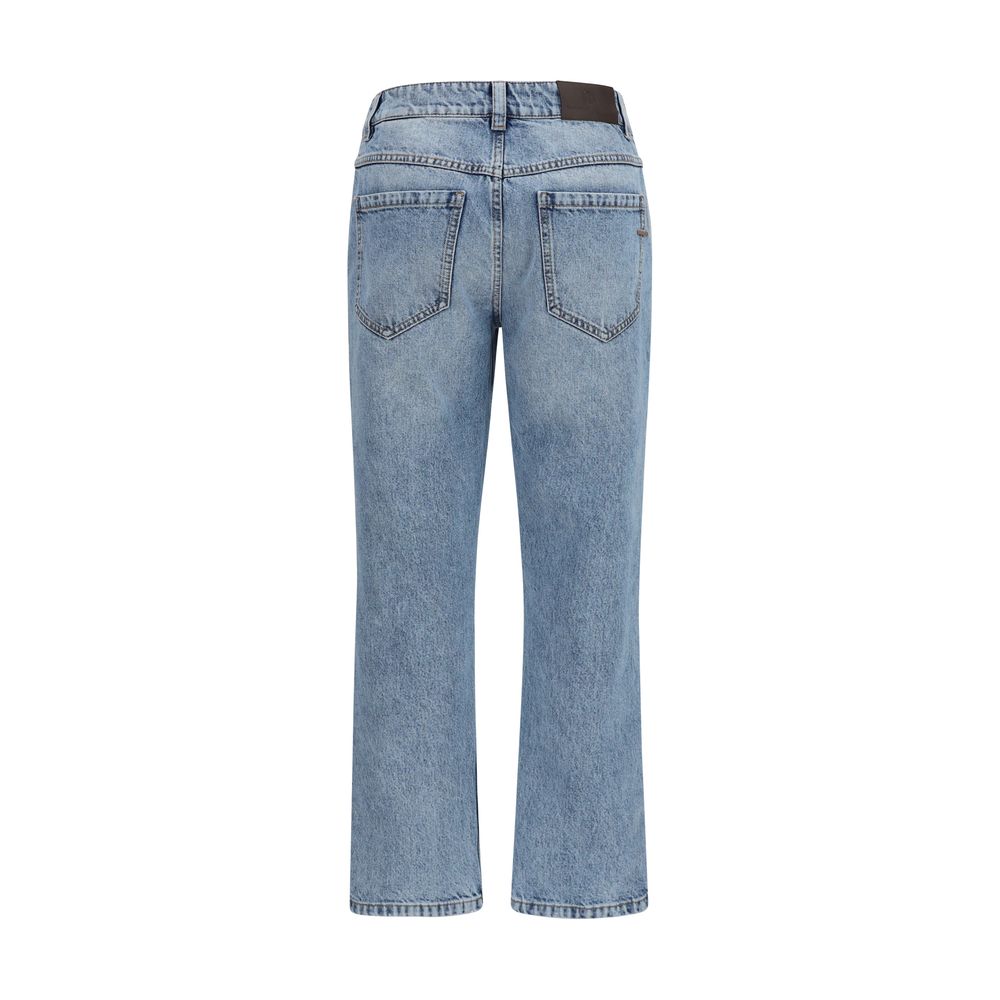 Discover the Brunello Cucinelli Blue Cotton Straight-Leg Jeans, a masterpiece of Italian craftsmanship that embodies timeless elegance and sophisticated versatility for discerning individuals.