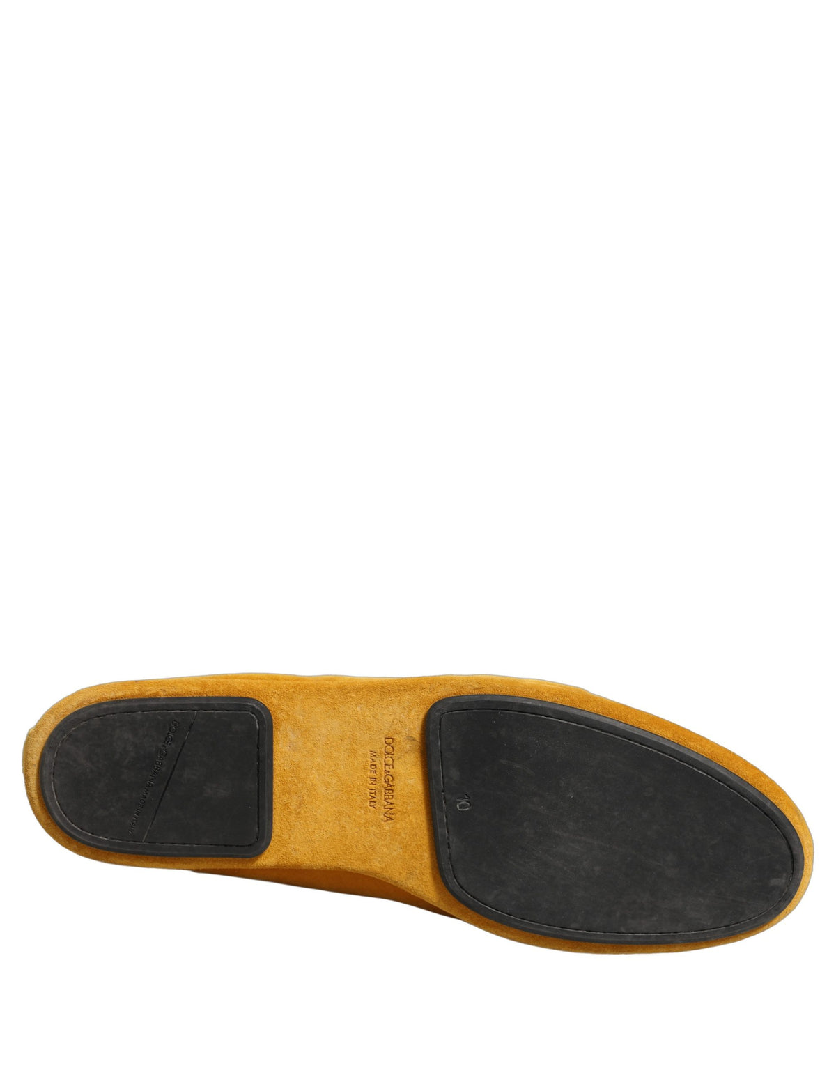 Dolce & Gabbana Yellow Velvet Crown Embroidery Loafers