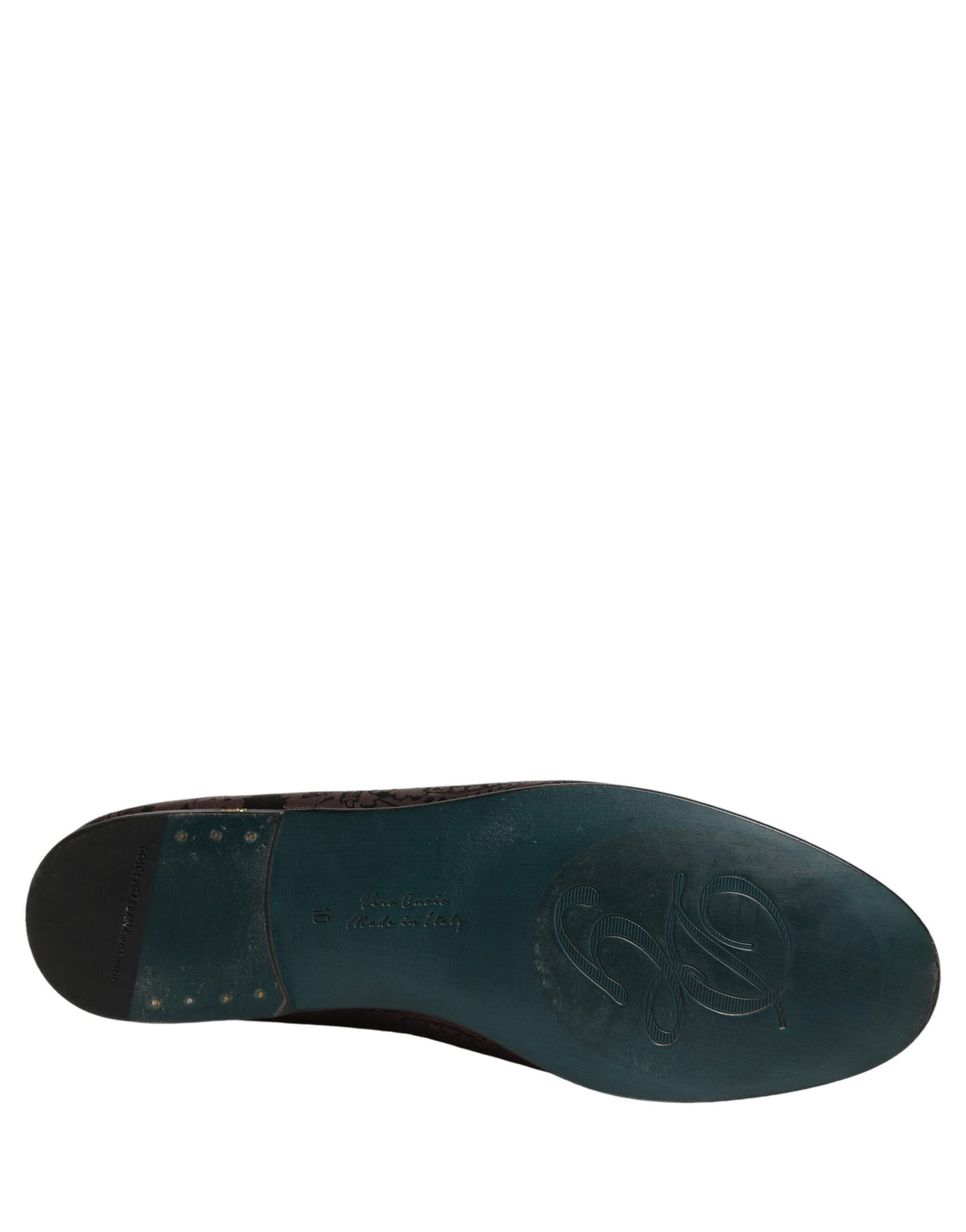 Dolce & Gabbana Maroon Jacquard Leather Loafers - Timeless Elegance