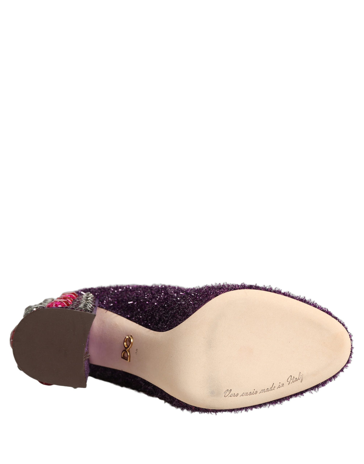 Dolce & Gabbana Purple Crystal Lurex High Boots Couture