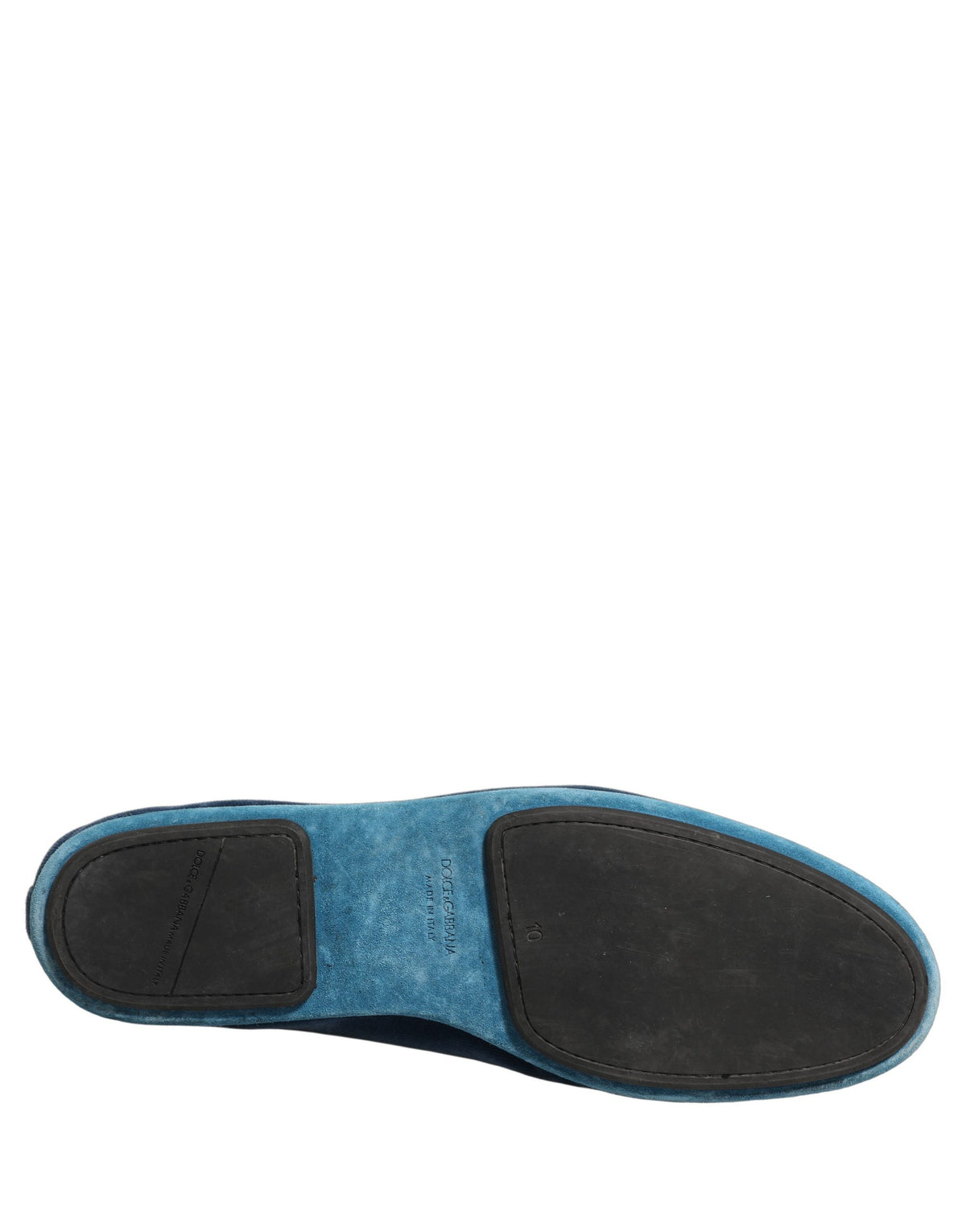 Dolce & Gabbana Blue Velvet Crown Embroidery Loafers Couture