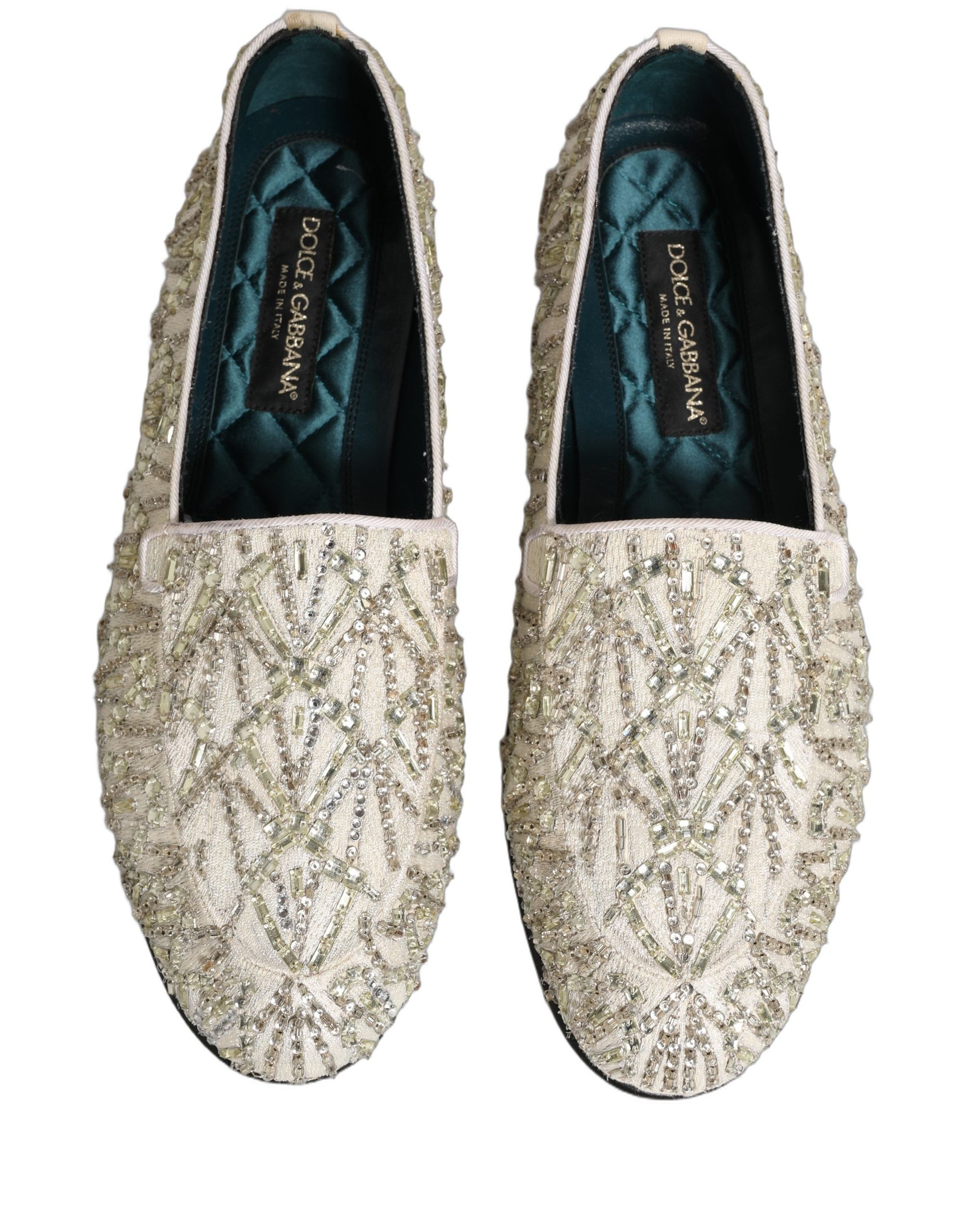 Dolce & Gabbana White Velvet Dress Loafers, Artisanal Elegance