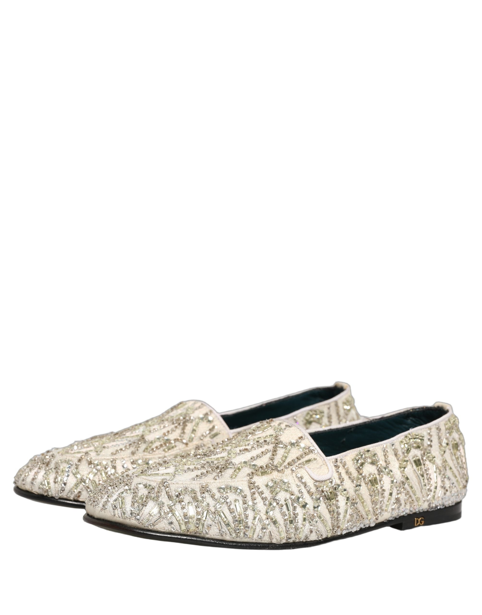 Dolce & Gabbana White Velvet Dress Loafers, Artisanal Elegance