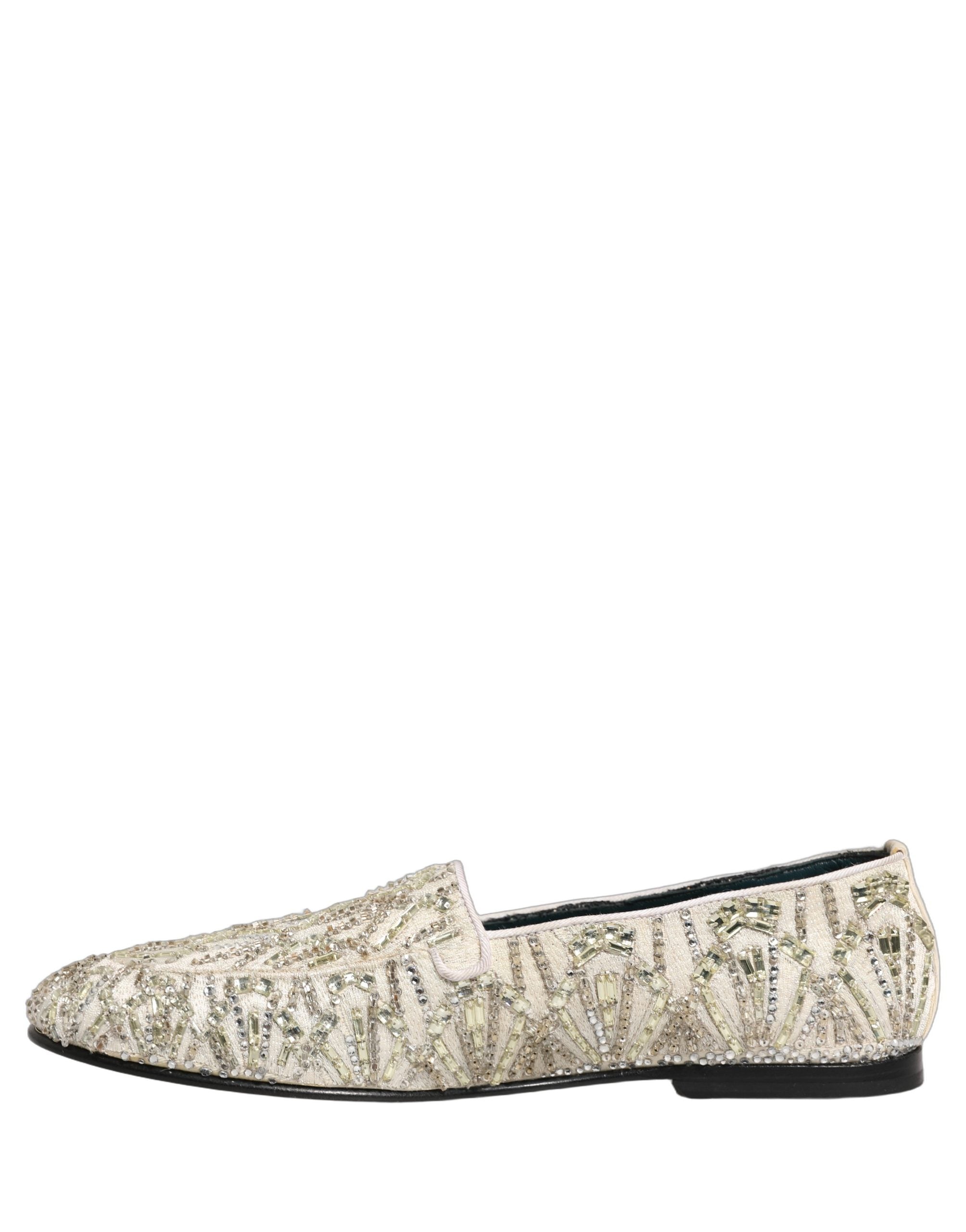 Dolce & Gabbana White Velvet Dress Loafers, Artisanal Elegance