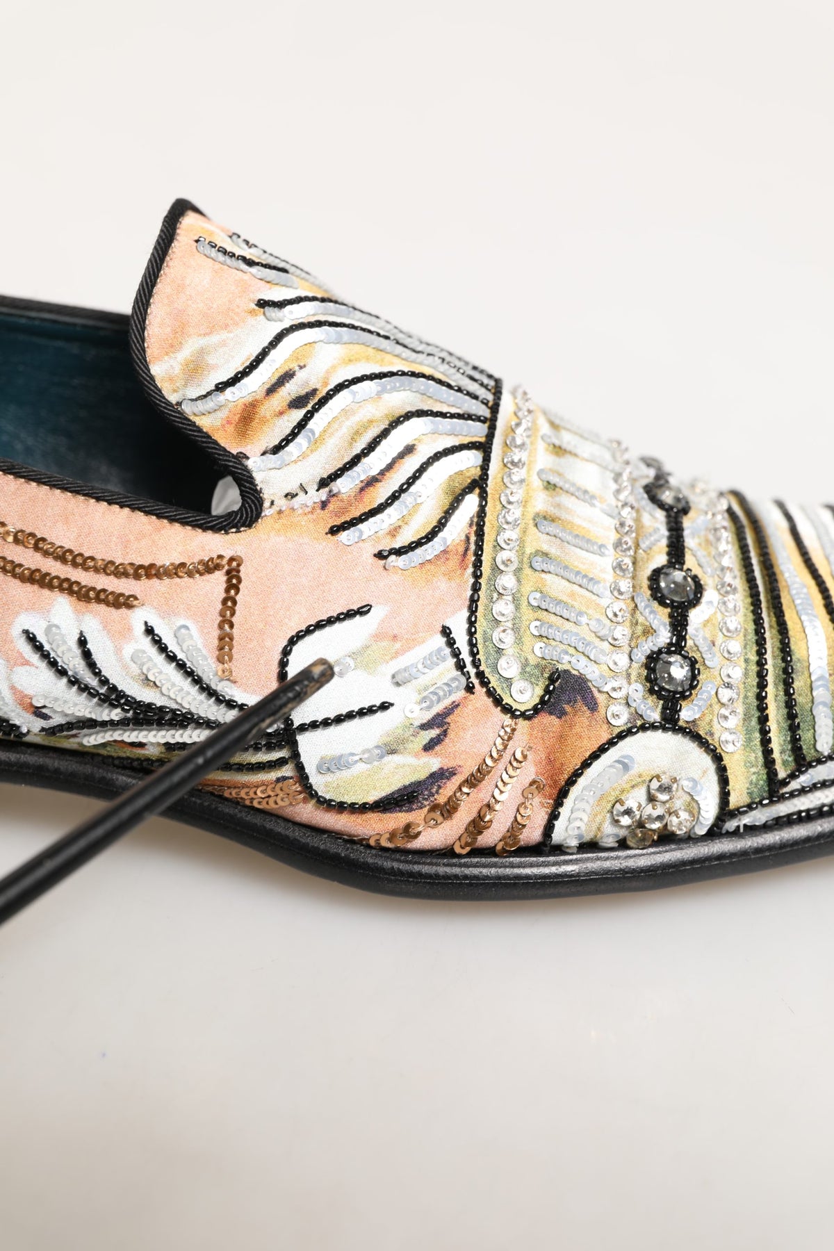 Dolce & Gabbana Multicolor Brocade Sequin Dress Loafers