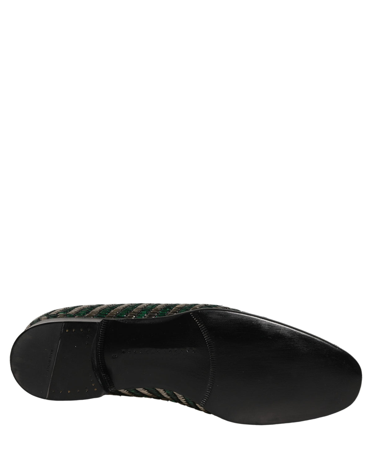 Dolce & Gabbana Silver Green Embellished Dress Loafers