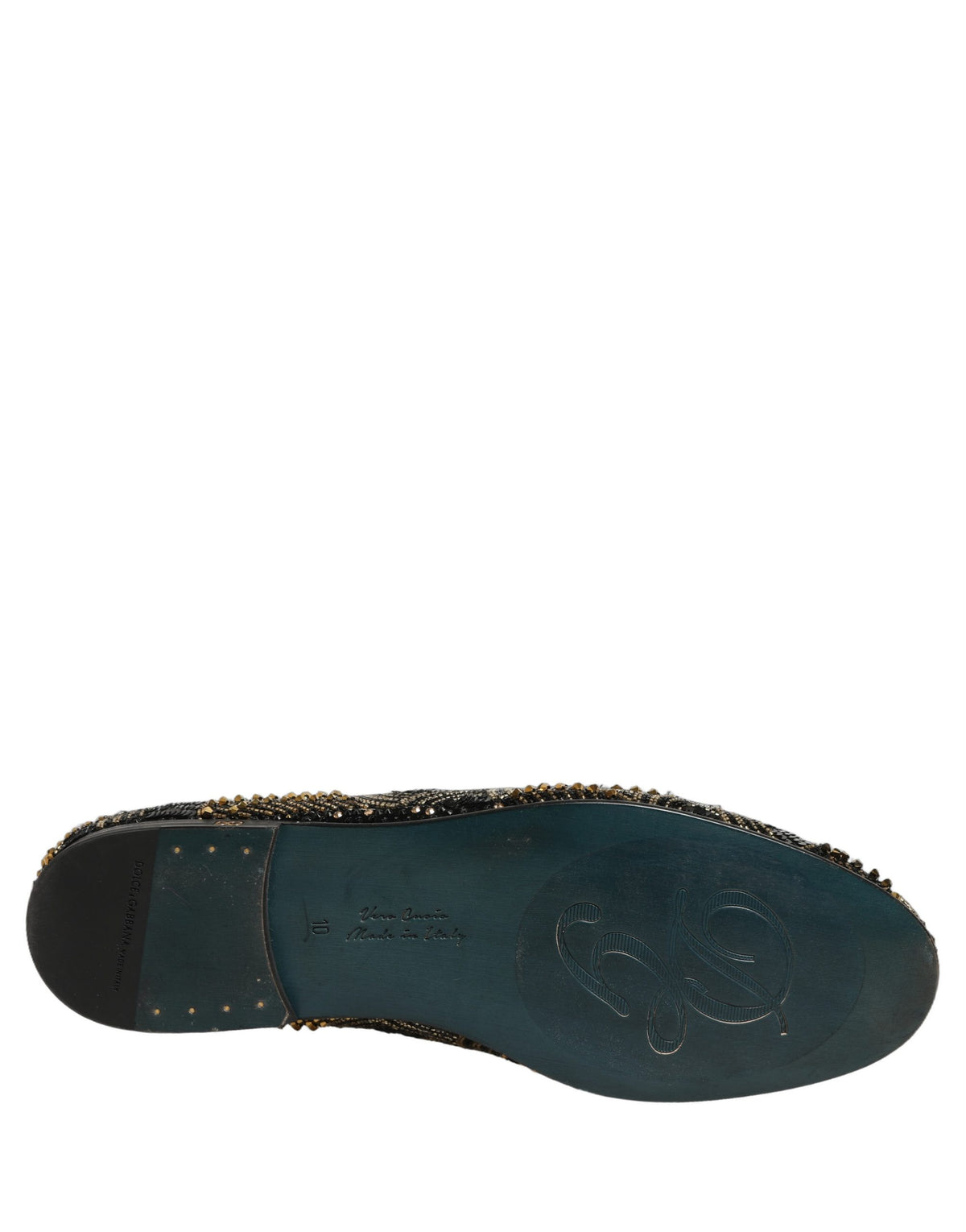 Dolce & Gabbana Black Gold Embellished Dress Loafers Luxe