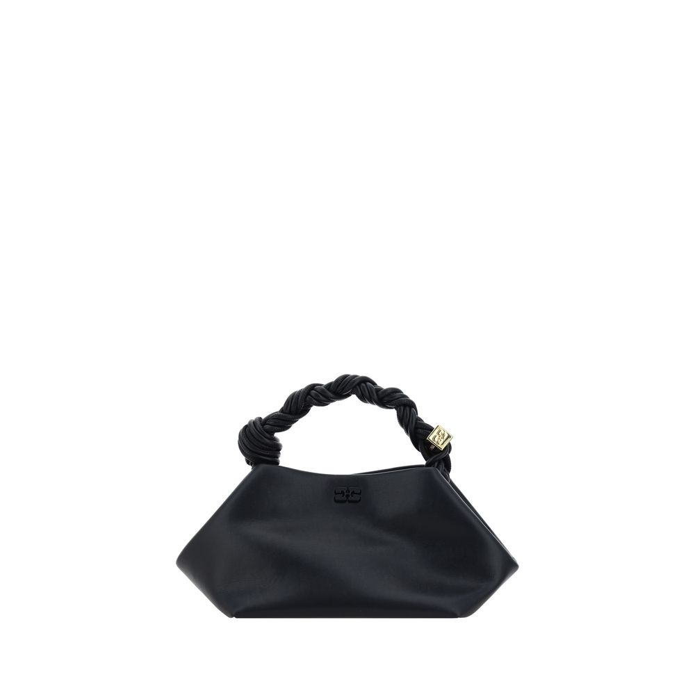 Elevate your style with the Ganni Black Calf Leather Bos Taurus Handbag, a luxurious accessory crafted from sustainable leather, embodying modern elegance and individuality.