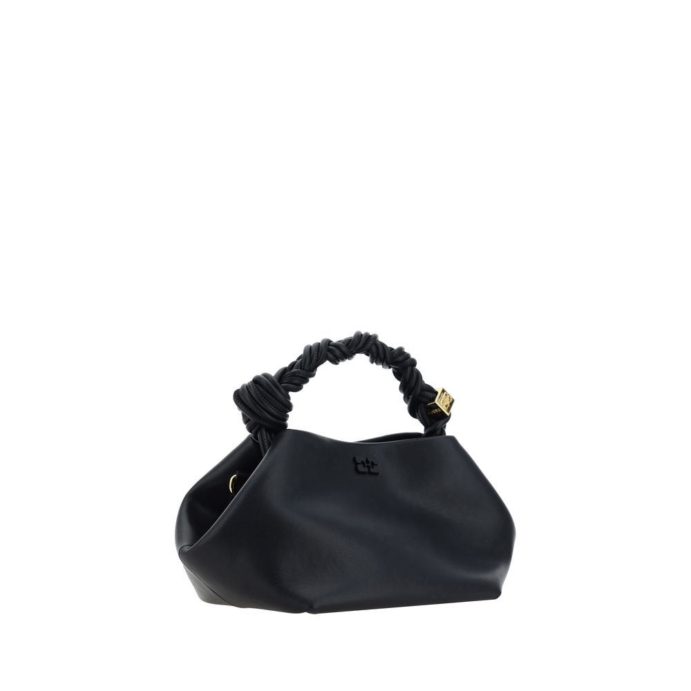 Discover the Ganni Black Calf Leather Bos Taurus Handbag, a masterpiece of sustainable luxury with a unique hexagonal design, perfect for the modern connoisseur.