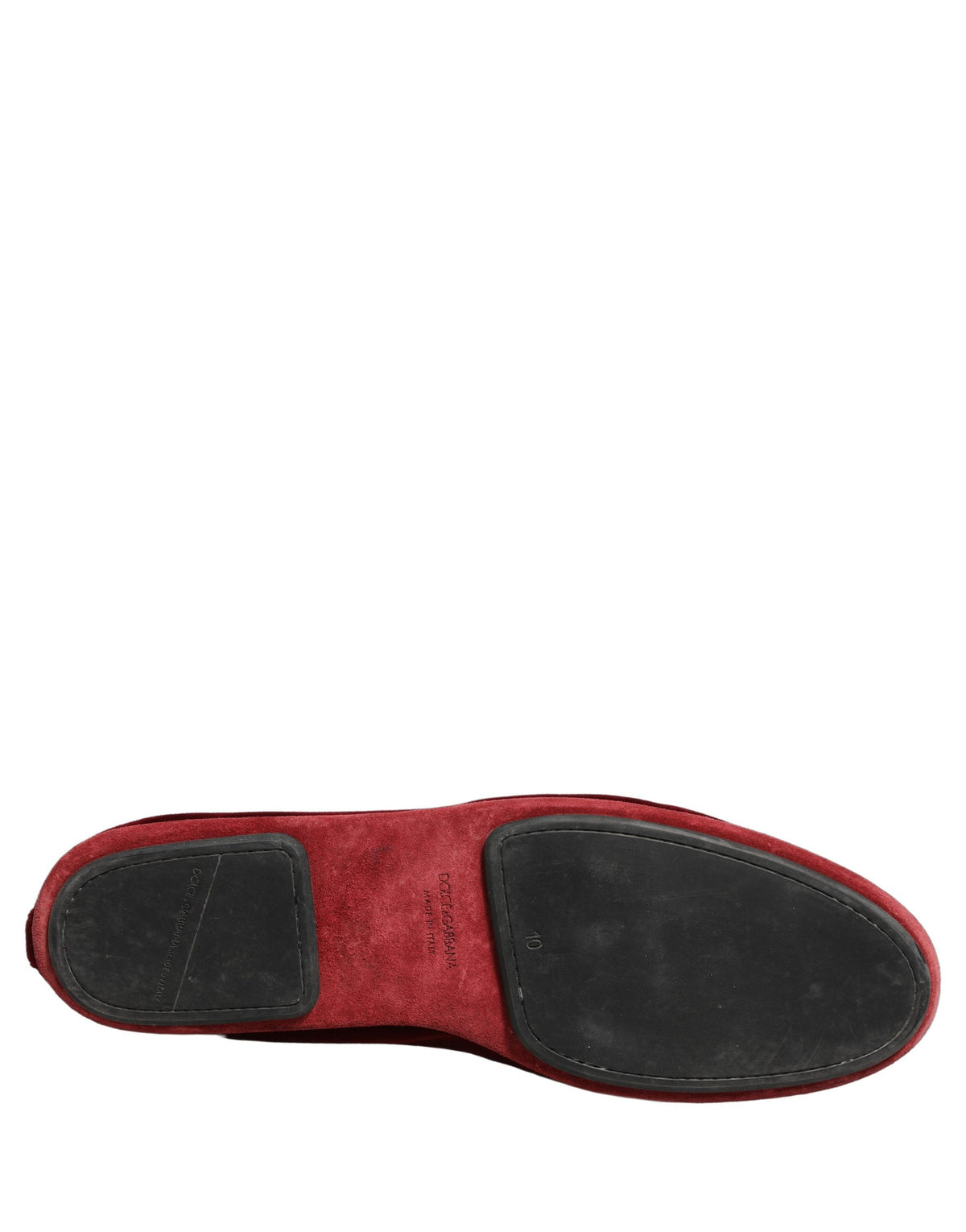 Dolce & Gabbana Maroon Velvet Crown Embroidery Loafers