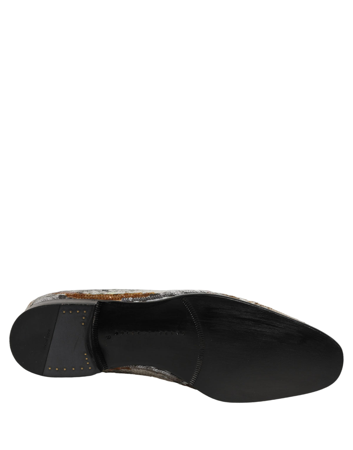 Dolce & Gabbana White Gold Sequined Slip-On Loafers - Luxe Elegance