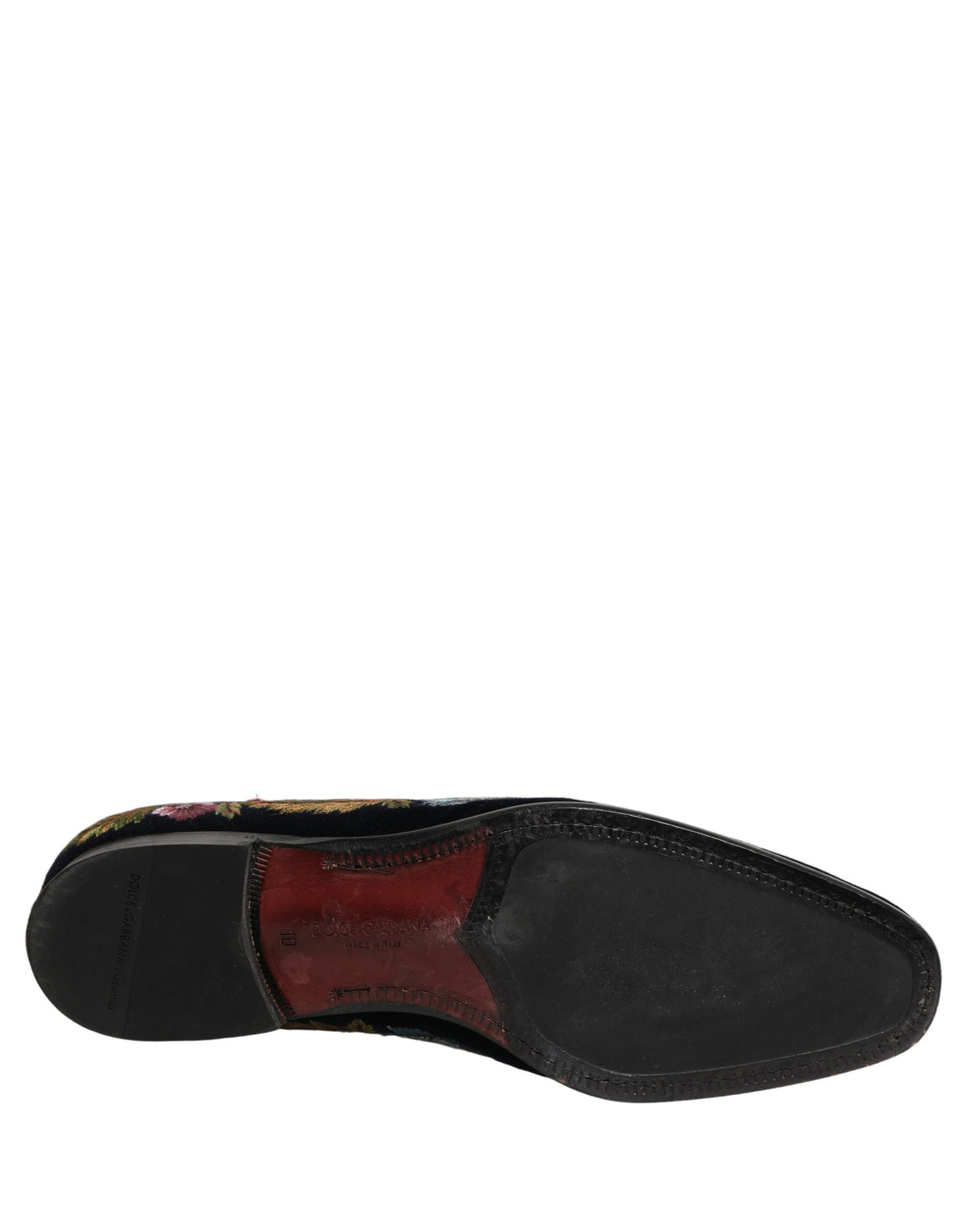 Dolce & Gabbana Black Velvet Floral Embroidery Loafers