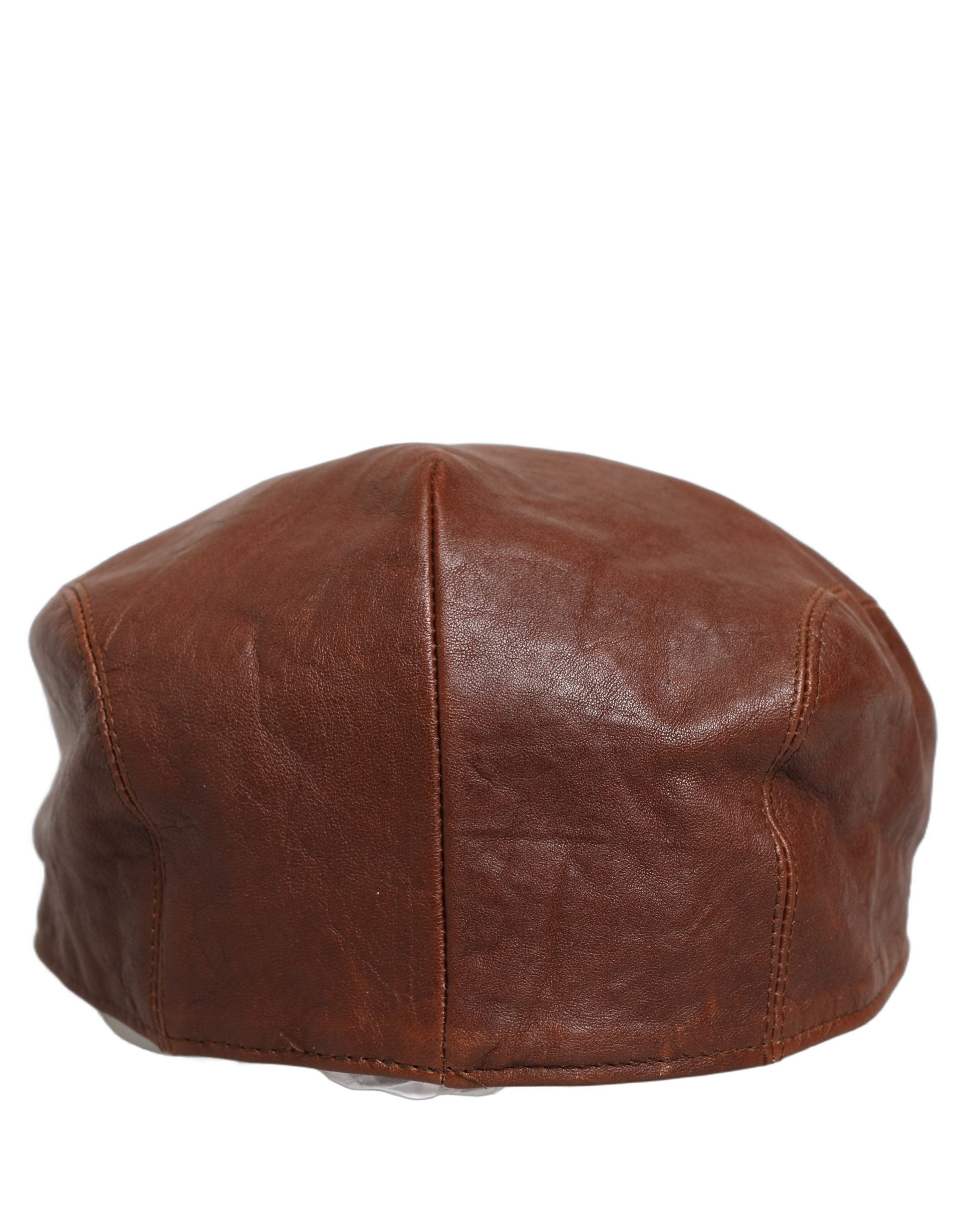 Dolce & Gabbana Brown Lamb Leather Newsboy Cap Couture