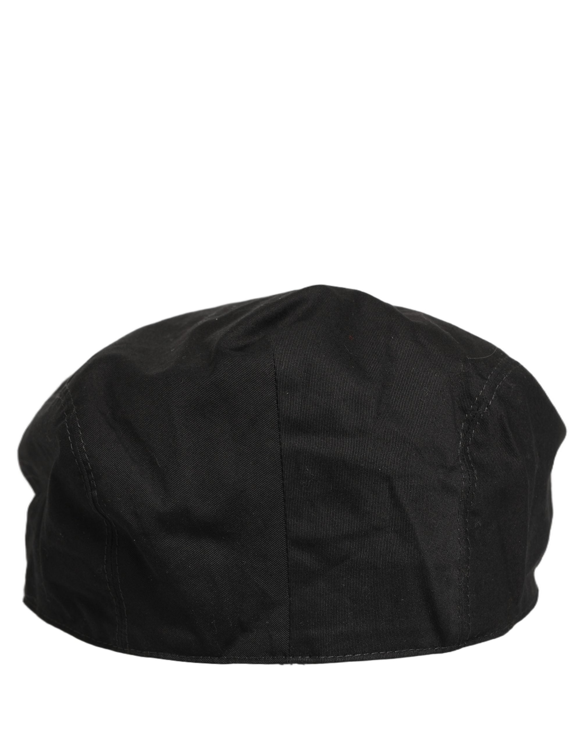 Dolce & Gabbana Black Cotton Stretch Newsboy Cap Couture