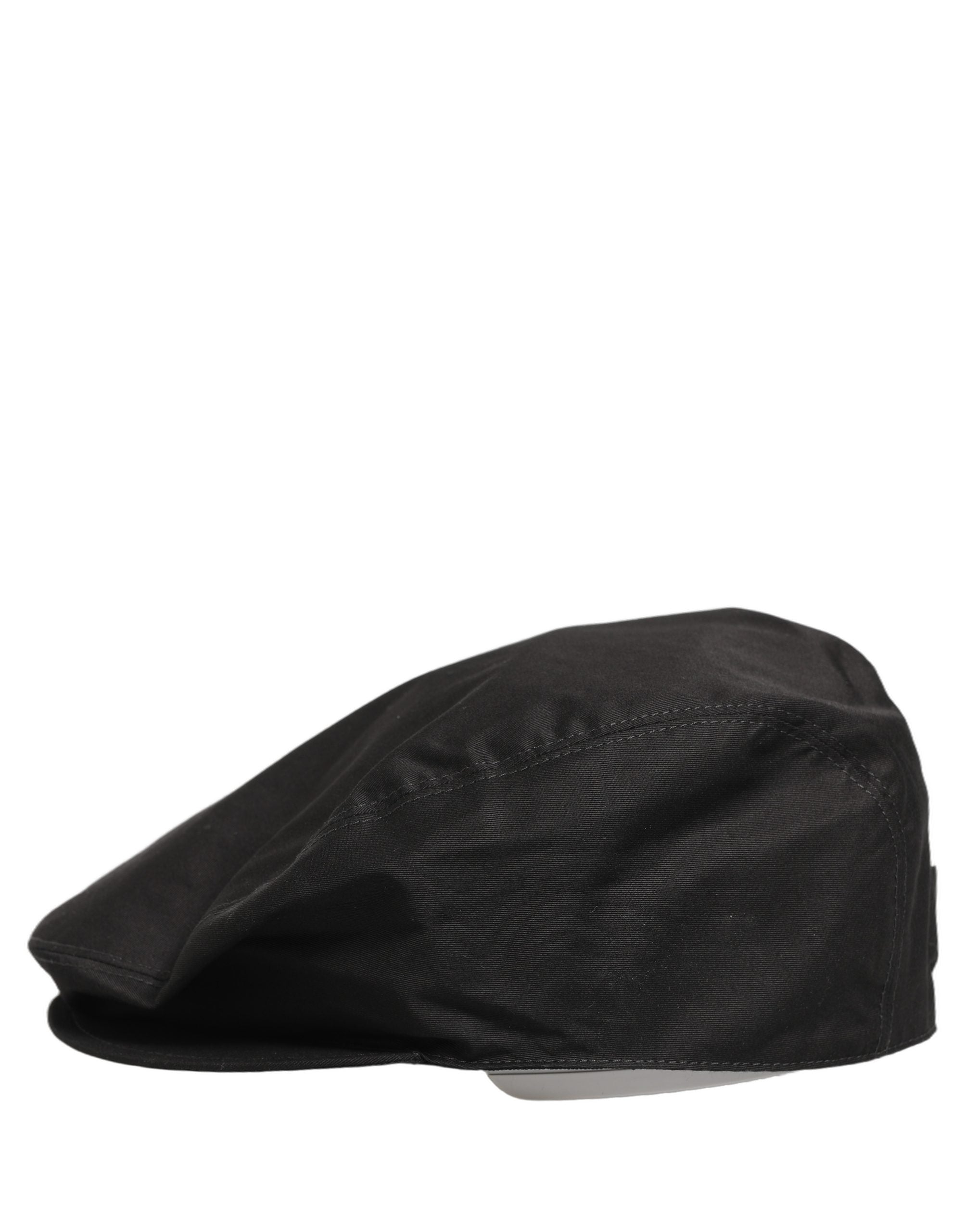 Dolce & Gabbana Black Cotton Stretch Newsboy Hat - Timeless Elegance