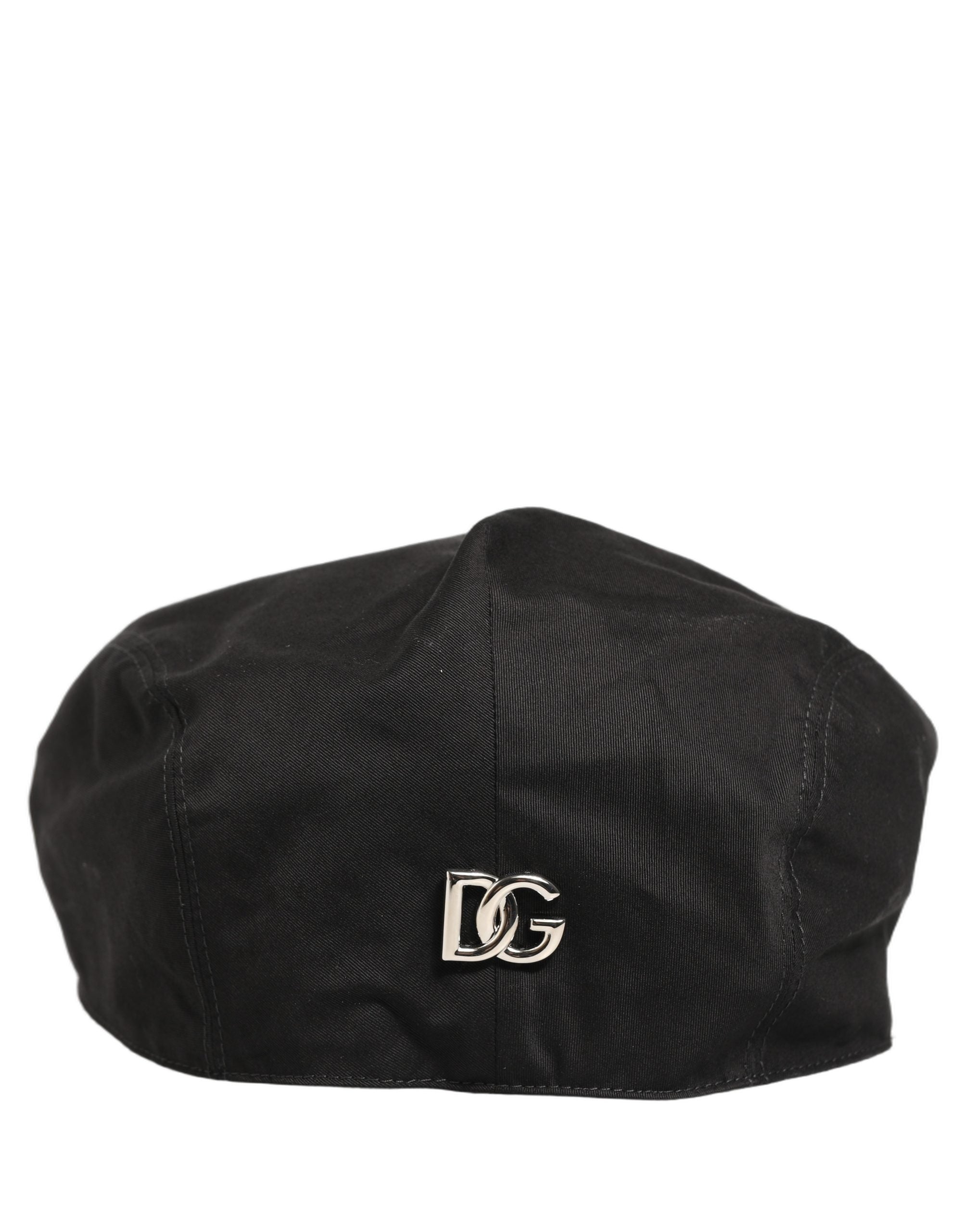 Dolce & Gabbana Black Cotton Stretch Newsboy Hat - Timeless Elegance