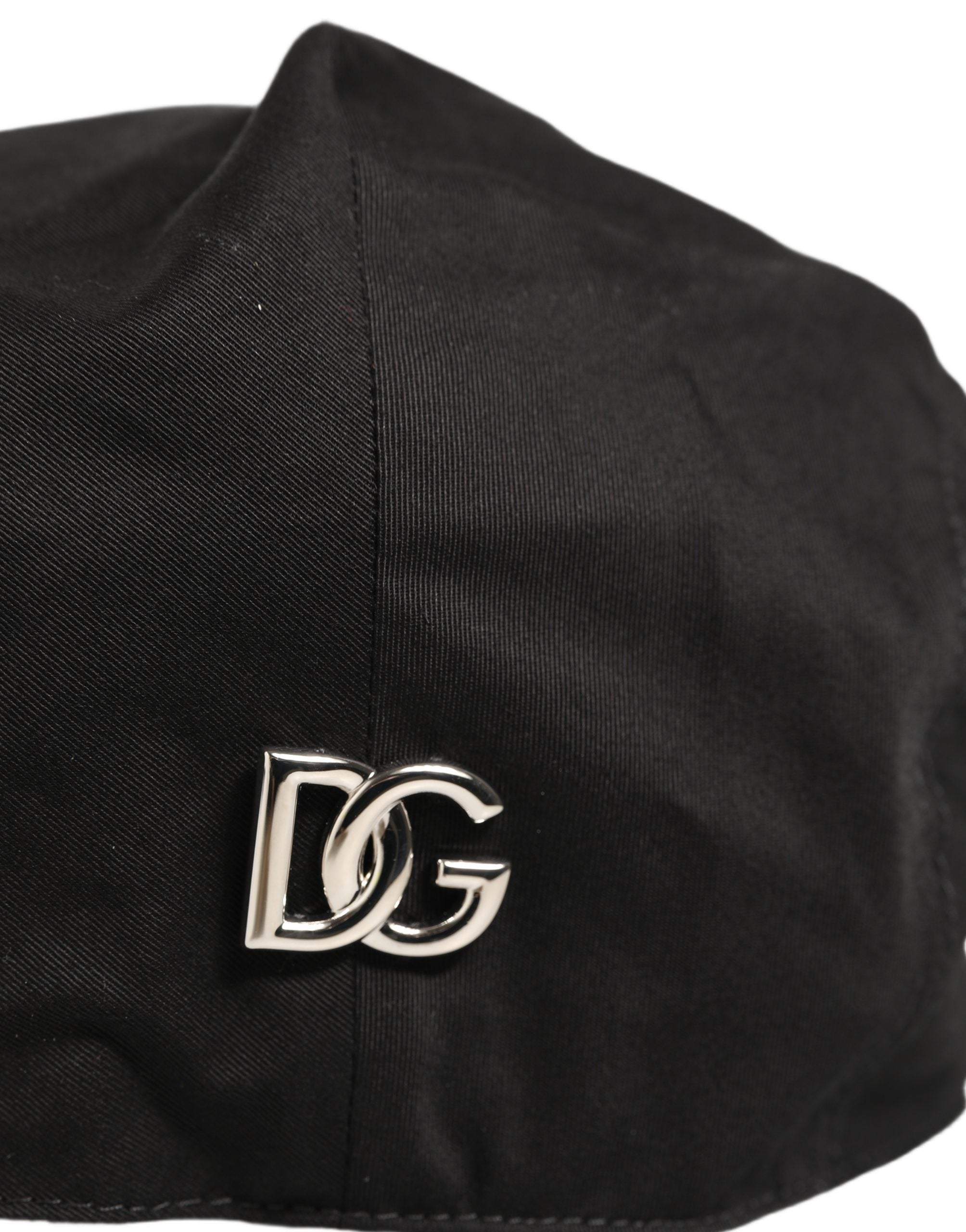 Dolce & Gabbana Black Cotton Stretch Newsboy Hat - Timeless Elegance