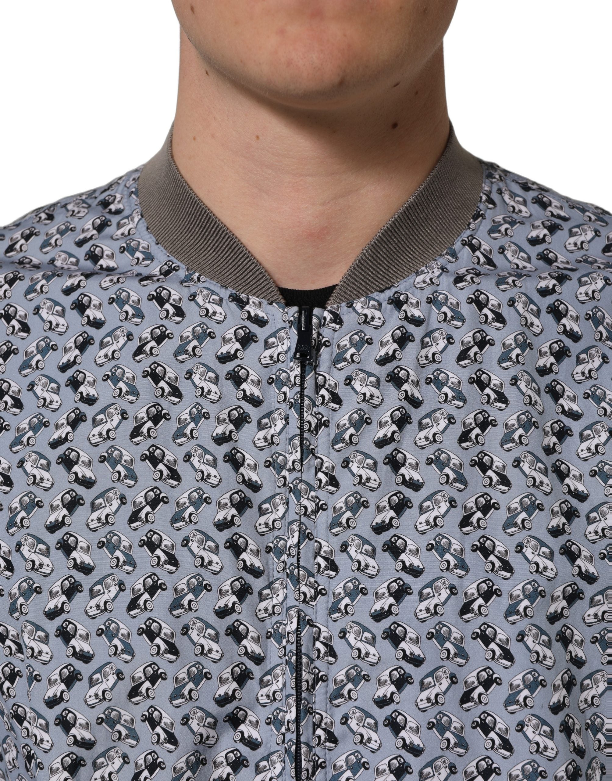 Dolce & Gabbana Light Blue Cotton Bomber Jacket Couture