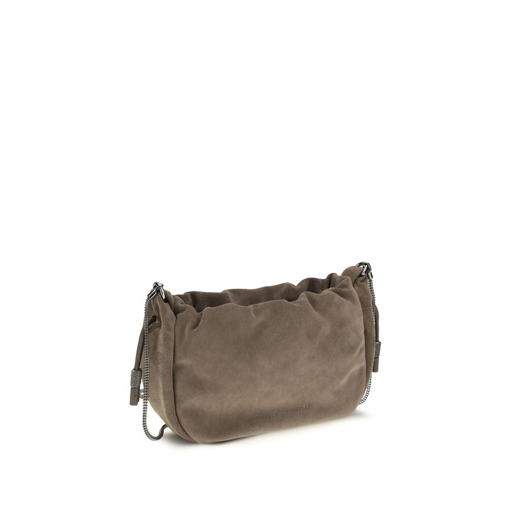 Indulge in the Brunello Cucinelli Brown Calf Leather Bos Taurus Shoulder Bag, a symbol of artisanal luxury and timeless elegance, crafted for discerning tastes.