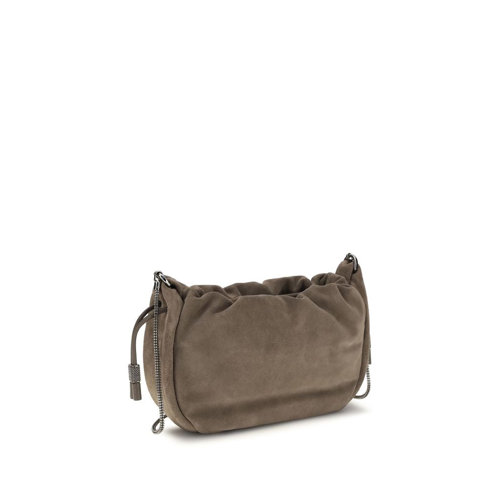 Indulge in the exquisite Brunello Cucinelli Brown Calf Leather Bos Taurus Shoulder Bag, a timeless statement of luxury and craftsmanship for the discerning individual.