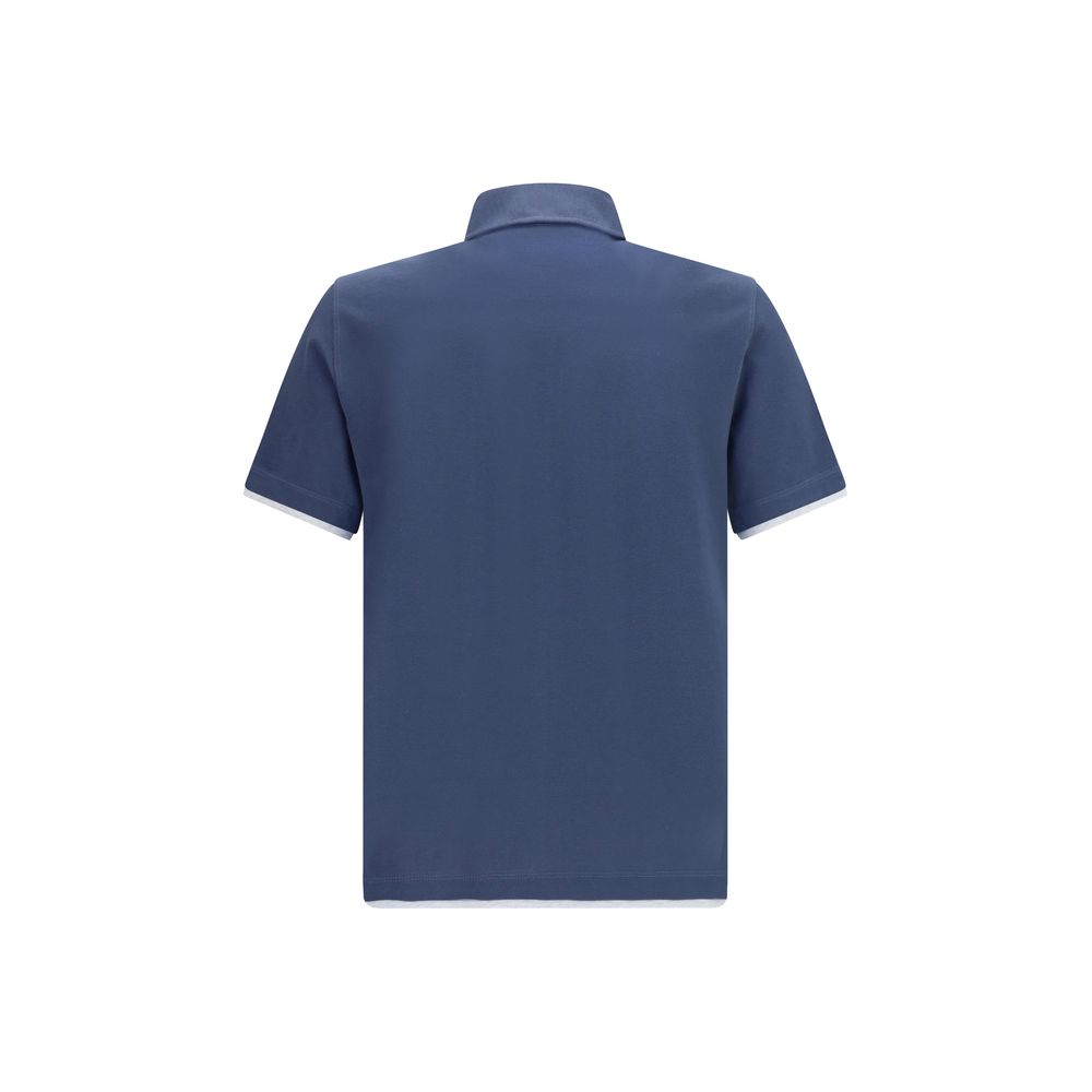 Brunello Cucinelli Blue Cotton Polo Shirt | Artisanal Elegance