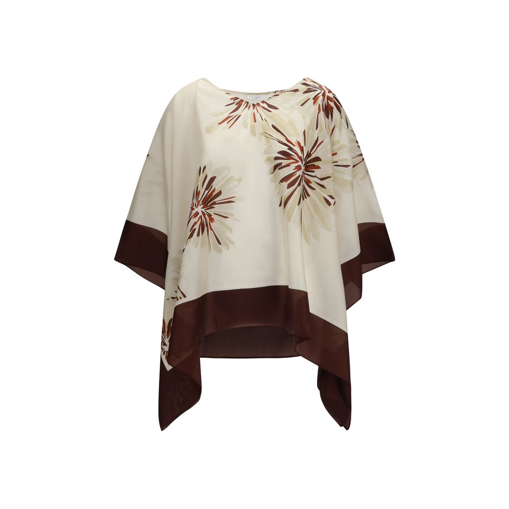 Brunello Cucinelli Multicolor Silk Blouse | Exquisite Couture Elegance