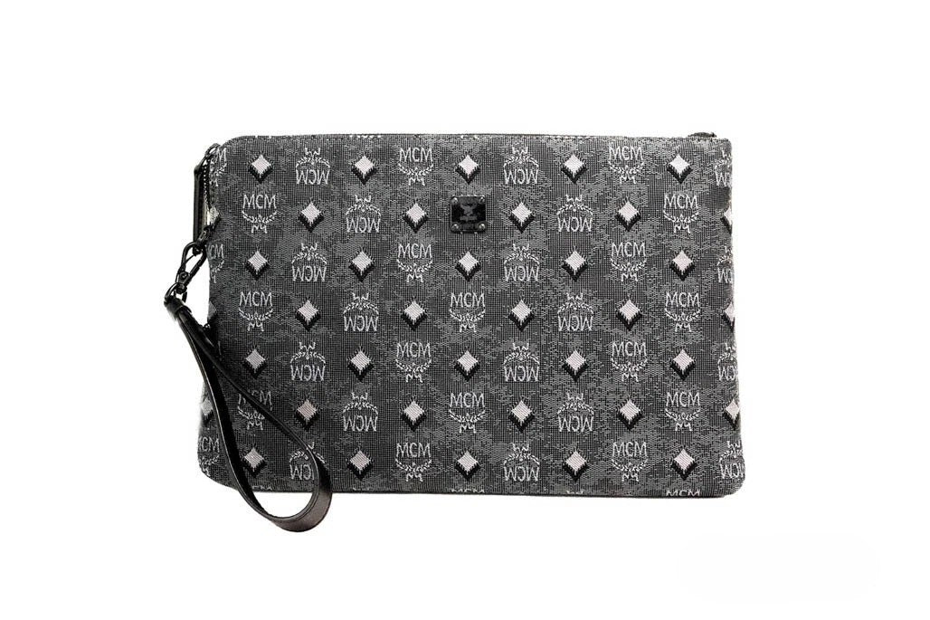 MCM Veritas Clutch Pouch - Dark Grey Denim Luxury Handcrafted
