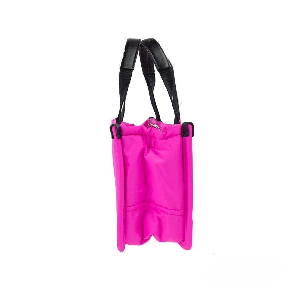 Elevate your style with the Marc Jacobs Small Neon Fuchsia Nylon Tote, a perfect blend of vibrant elegance and exceptional craftsmanship for the discerning individual.