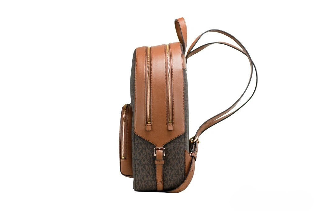 Elevate your style with the Michael Kors Jaycee Large Brown Signature PVC Backpack, a fusion of luxury and practicality designed for the discerning individual.