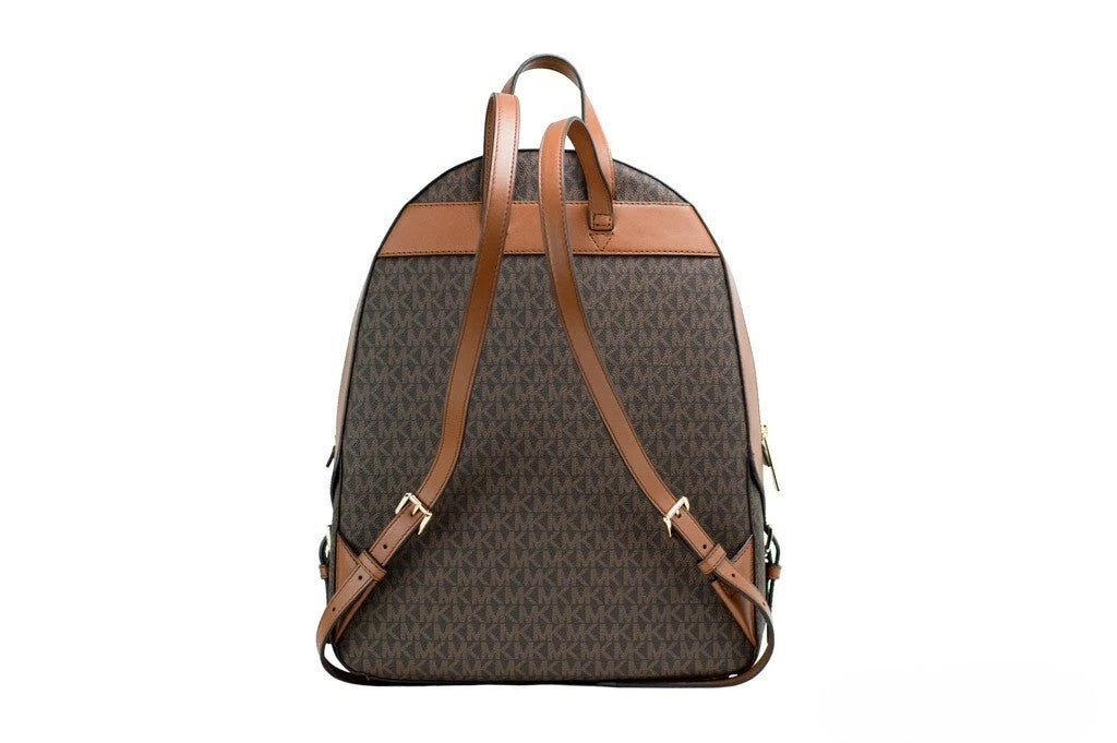 Elevate your style with the Michael Kors Jaycee Large Brown Signature PVC Backpack, a perfect blend of sophistication and practicality for the discerning individual.