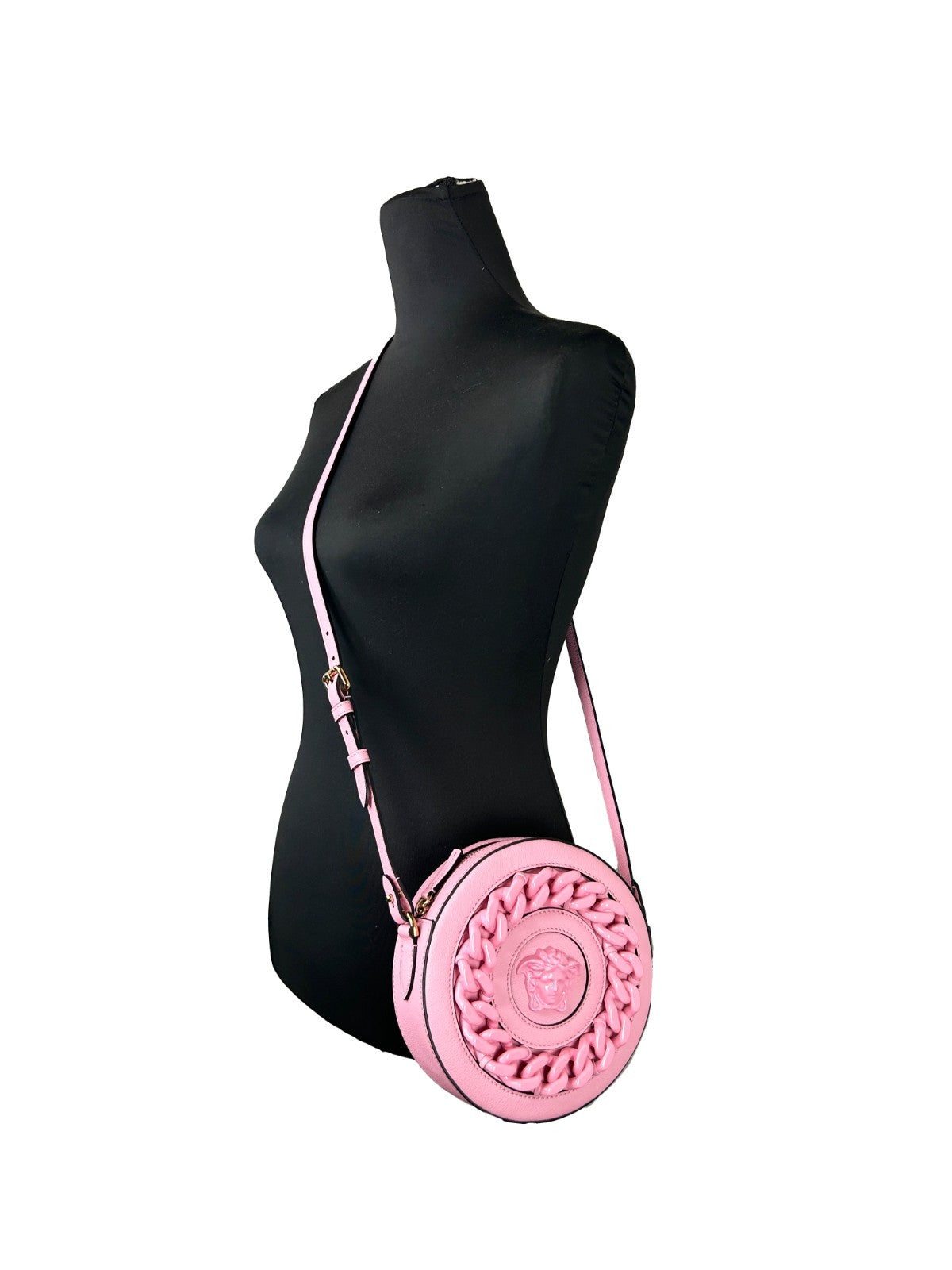 Versace Round Disco Leather Camera Case - Timeless Luxury Bag