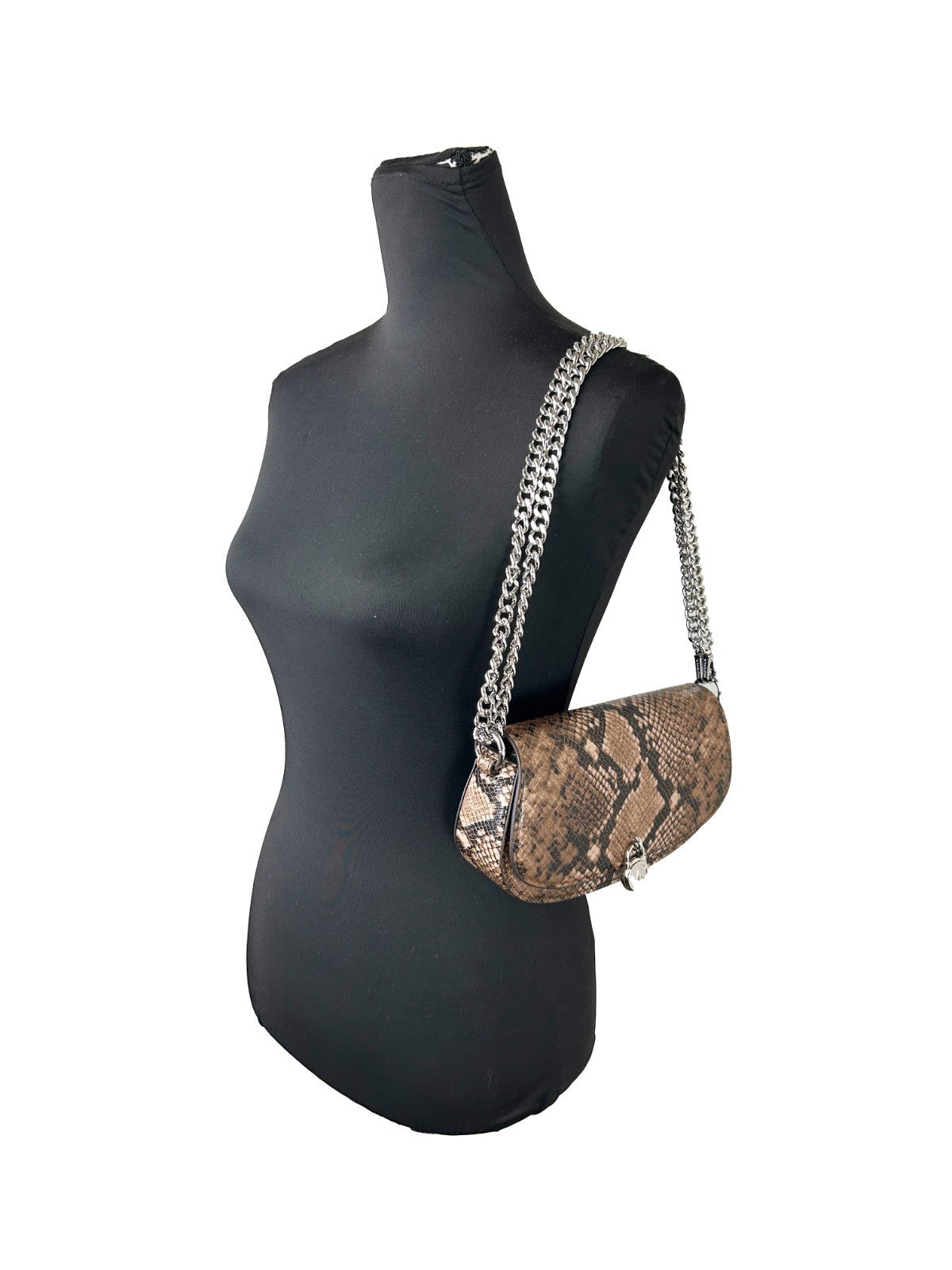 Indulge in the exquisite Michael Kors Mila Small Snakeskin Messenger Crossbody Bag, where artisanal craftsmanship meets timeless elegance, perfect for any sophisticated occasion.
