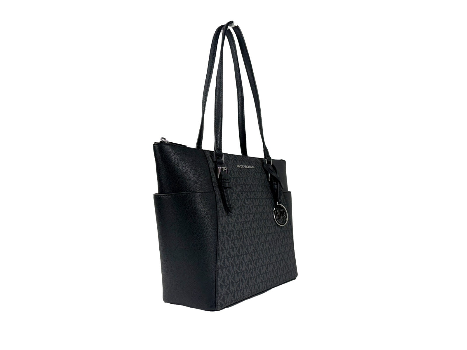 Elevate your style with the Michael Kors Charlotte Leather Top Zip Tote Bag, a masterpiece of Saffiano leather that embodies timeless elegance and sophisticated allure.
