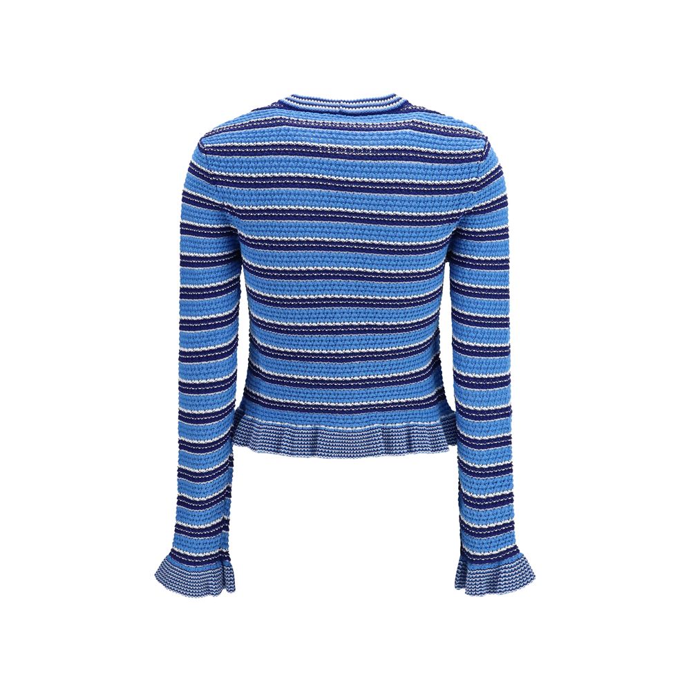 Ganni Blue Cotton Cardigan - Contemporary Elegance Redefined