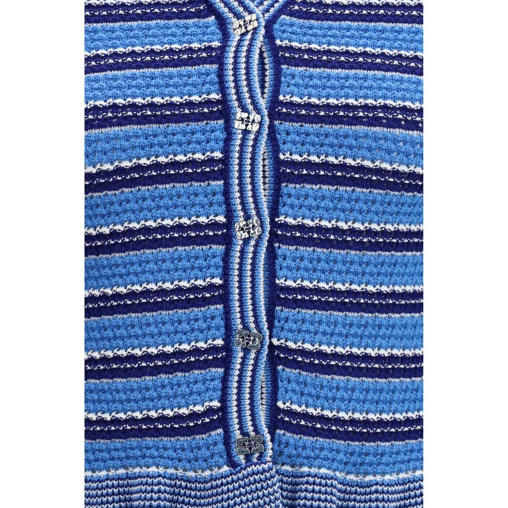Ganni Blue Cotton Cardigan - Contemporary Luxury for All