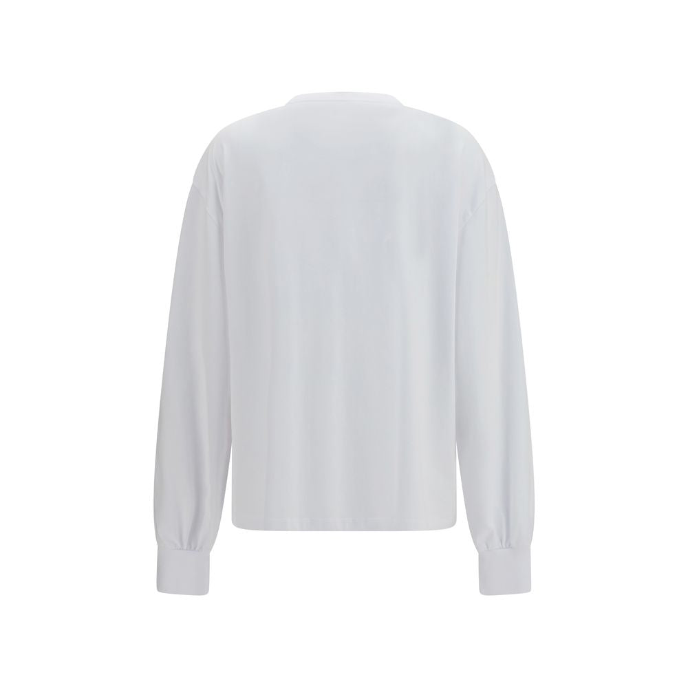 Ganni White Cotton Long Sleeve T-Shirt - Effortless Elegance