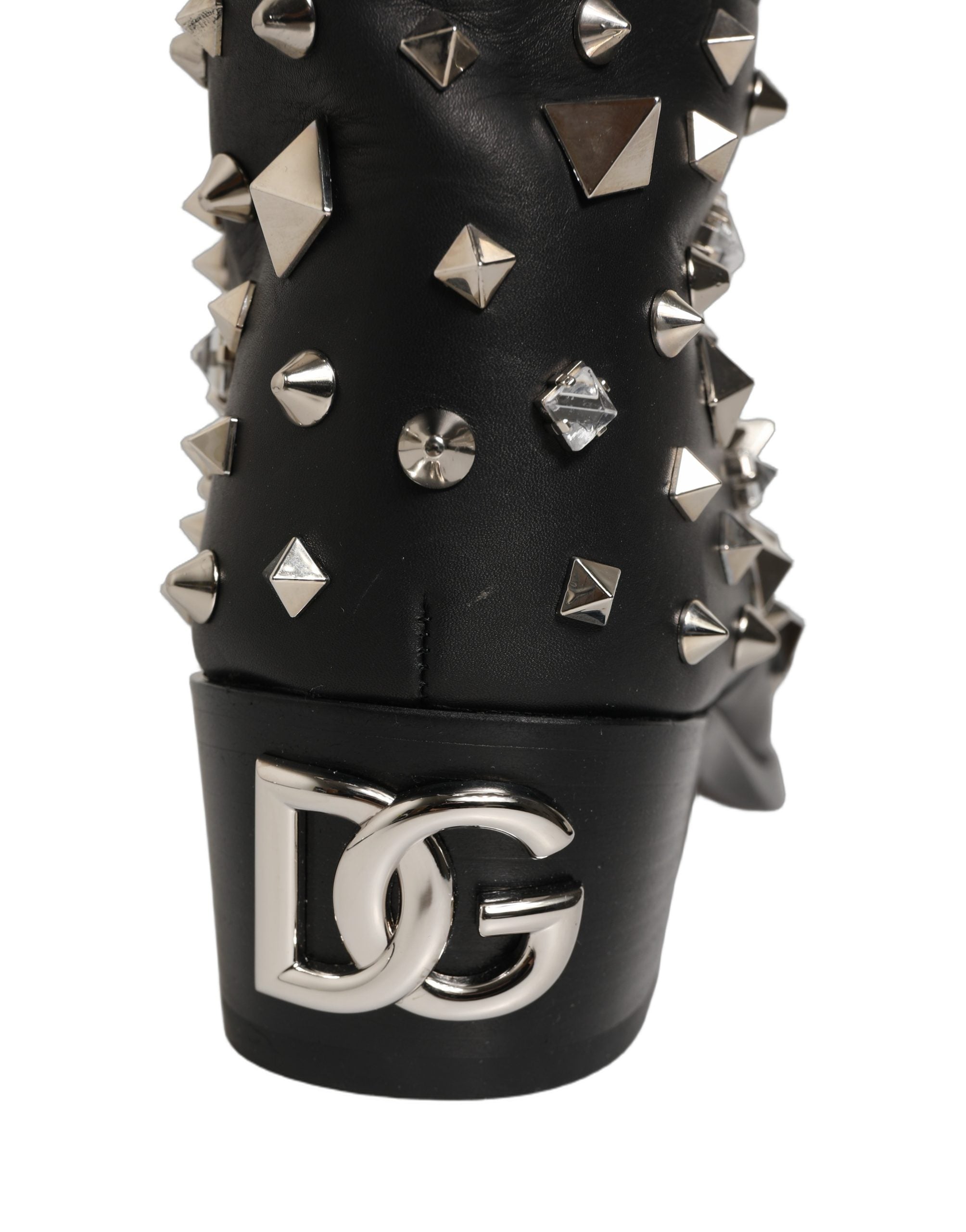 Dolce & Gabbana Black Crystal Embellished High Boots - Luxury Footwear