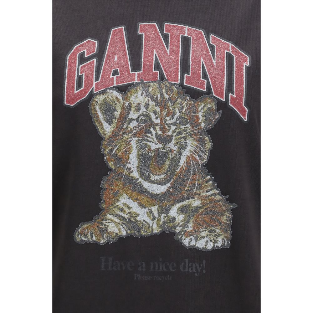 Ganni Black Cotton T-Shirt - Timeless Luxury for the Discerning