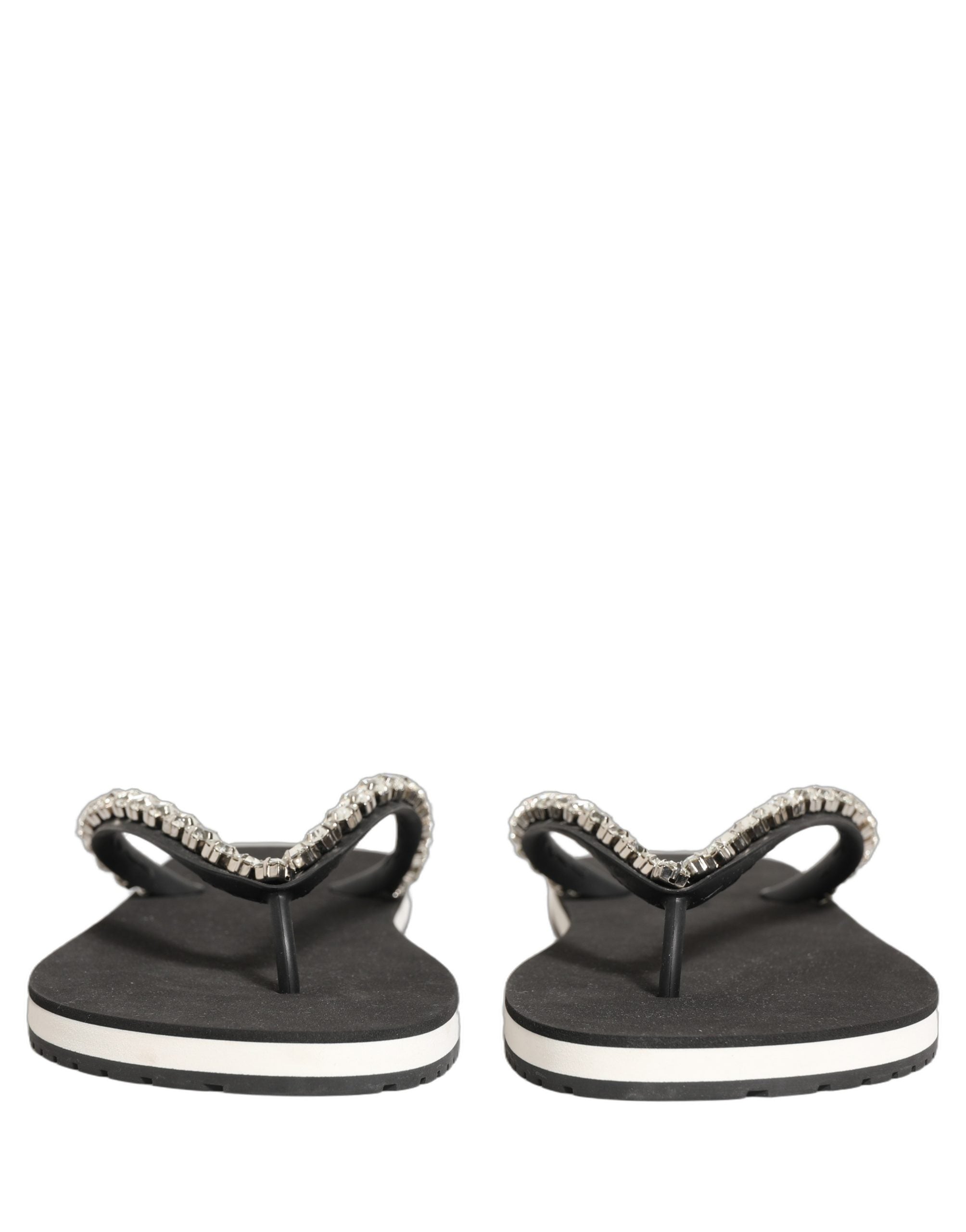 Dolce & Gabbana Black Embellished Flip Flops - Luxury Footwear