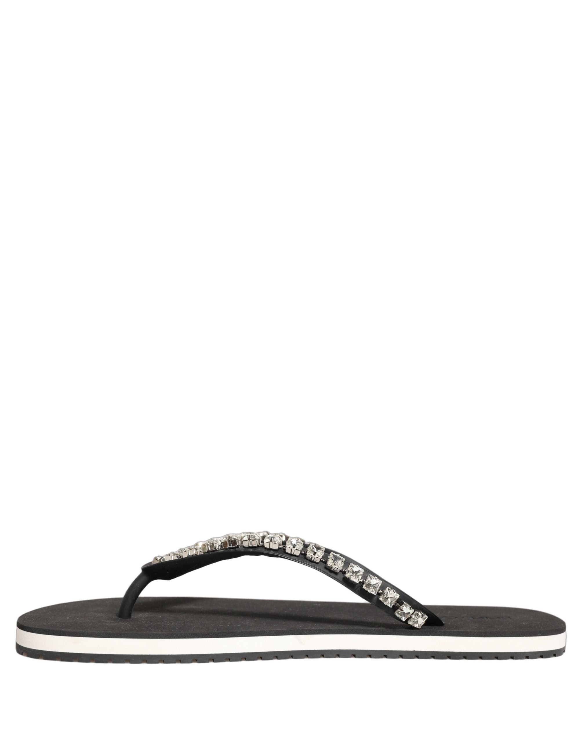 Dolce & Gabbana Black Embellished Flip Flops - Luxury Footwear
