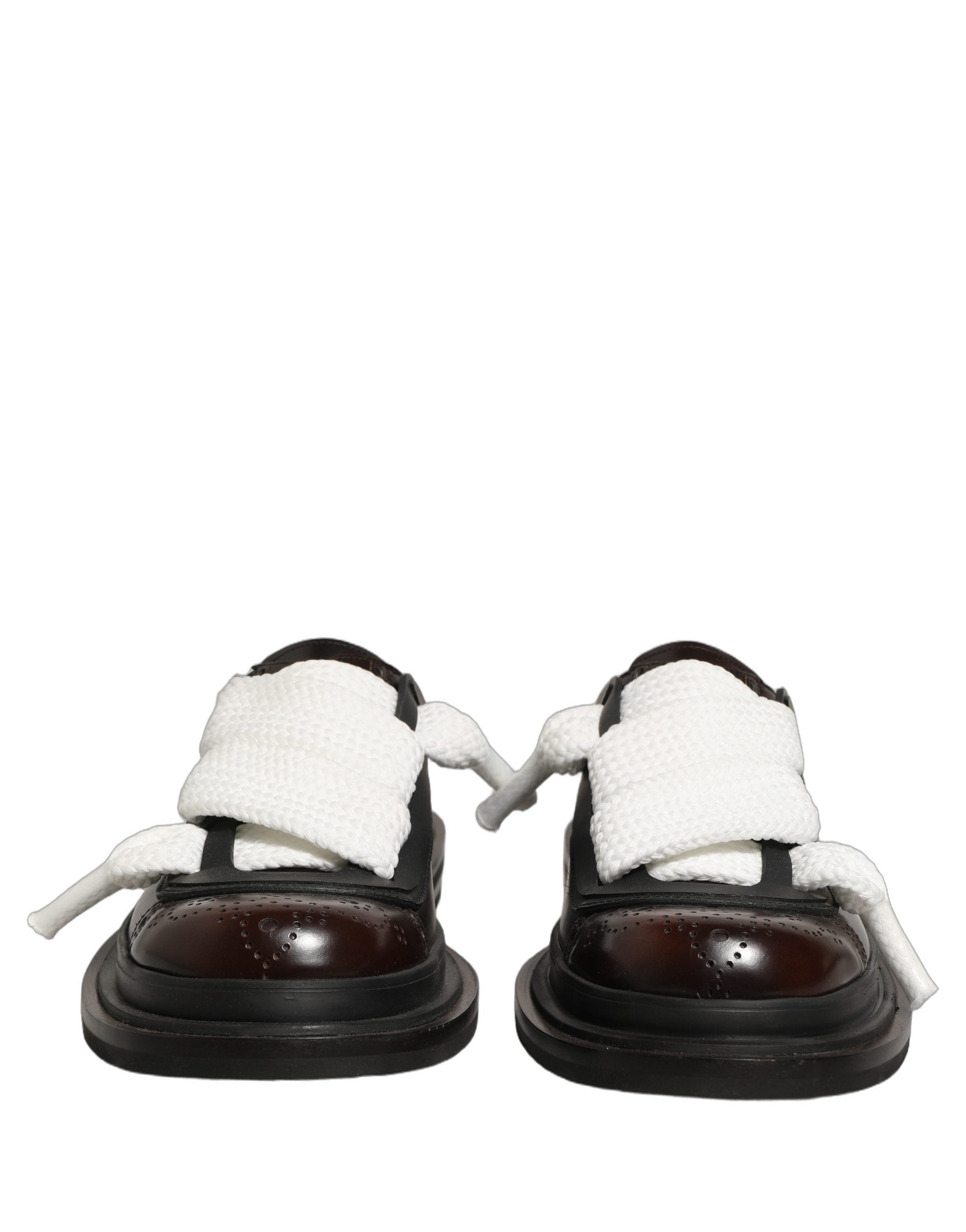 Dolce & Gabbana Brown Leather Slip-On Sandals for Timeless Elegance