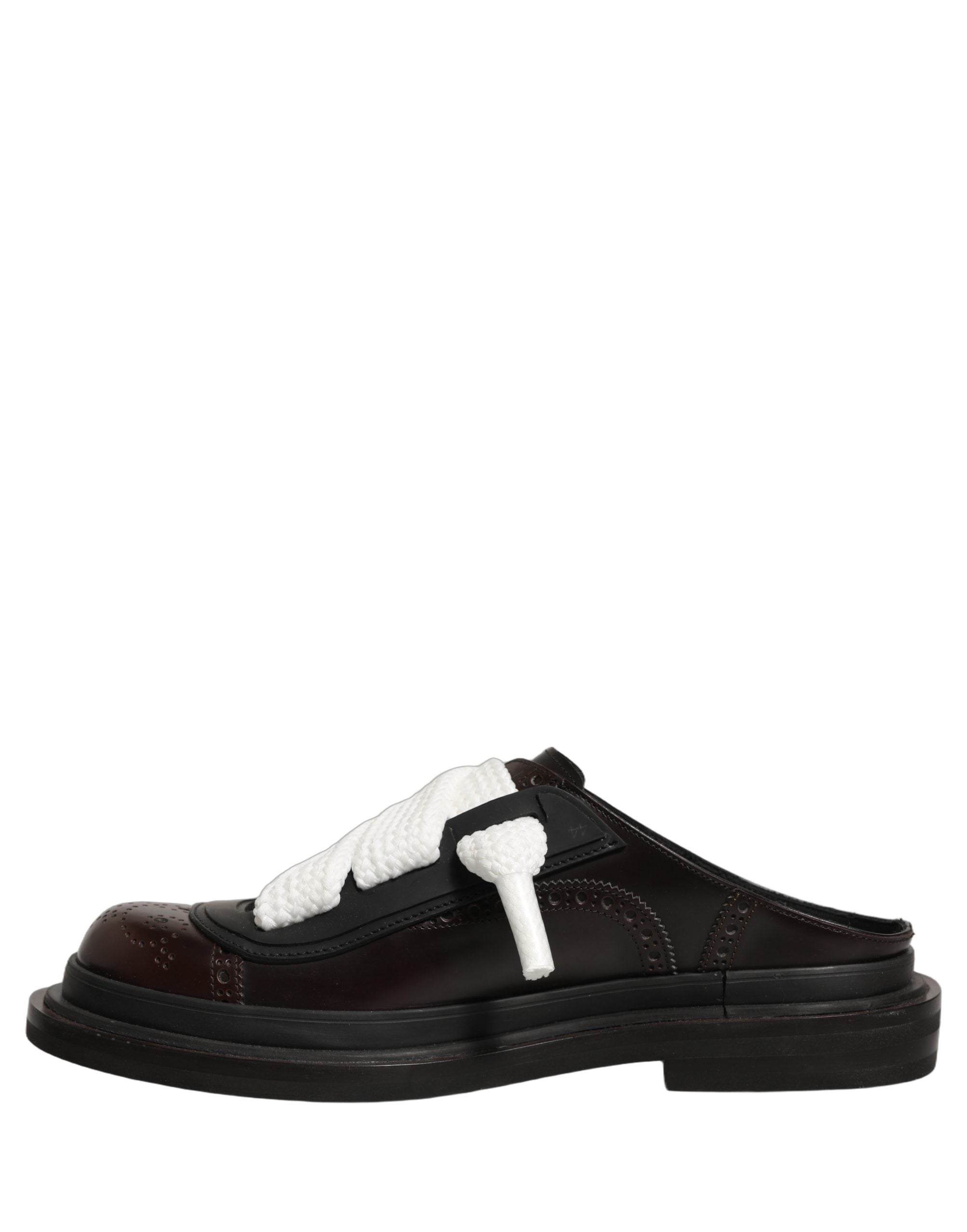Dolce & Gabbana Brown Leather Slip-On Sandals for Timeless Elegance