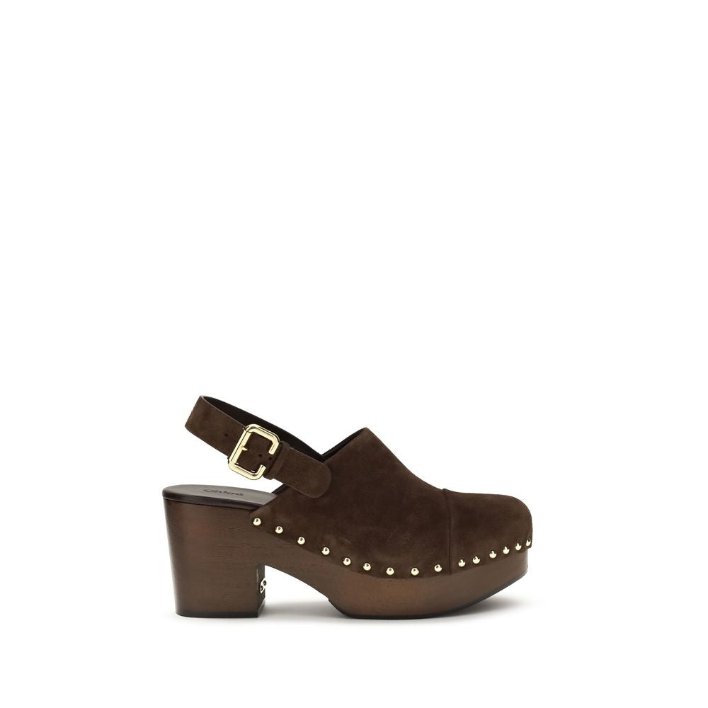 Chloé Brown Calf Leather Bos Taurus Clogs - Designer Luxury